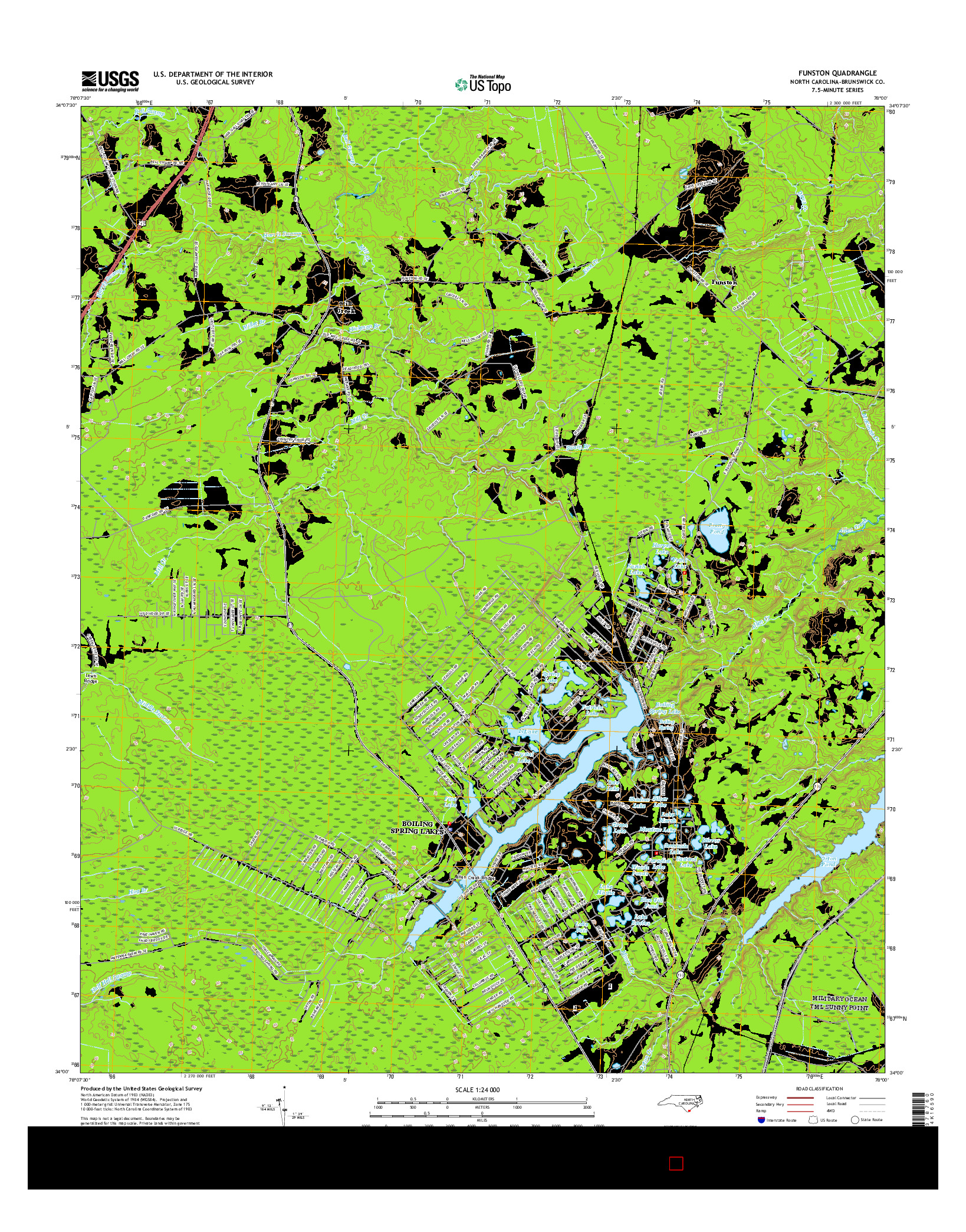 USGS US TOPO 7.5-MINUTE MAP FOR FUNSTON, NC 2016