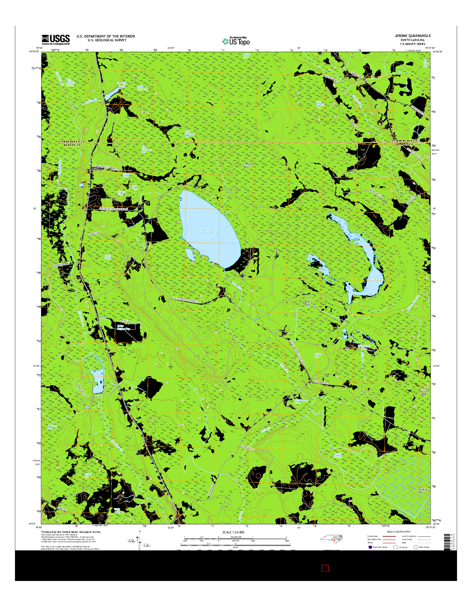 USGS US TOPO 7.5-MINUTE MAP FOR JEROME, NC 2016