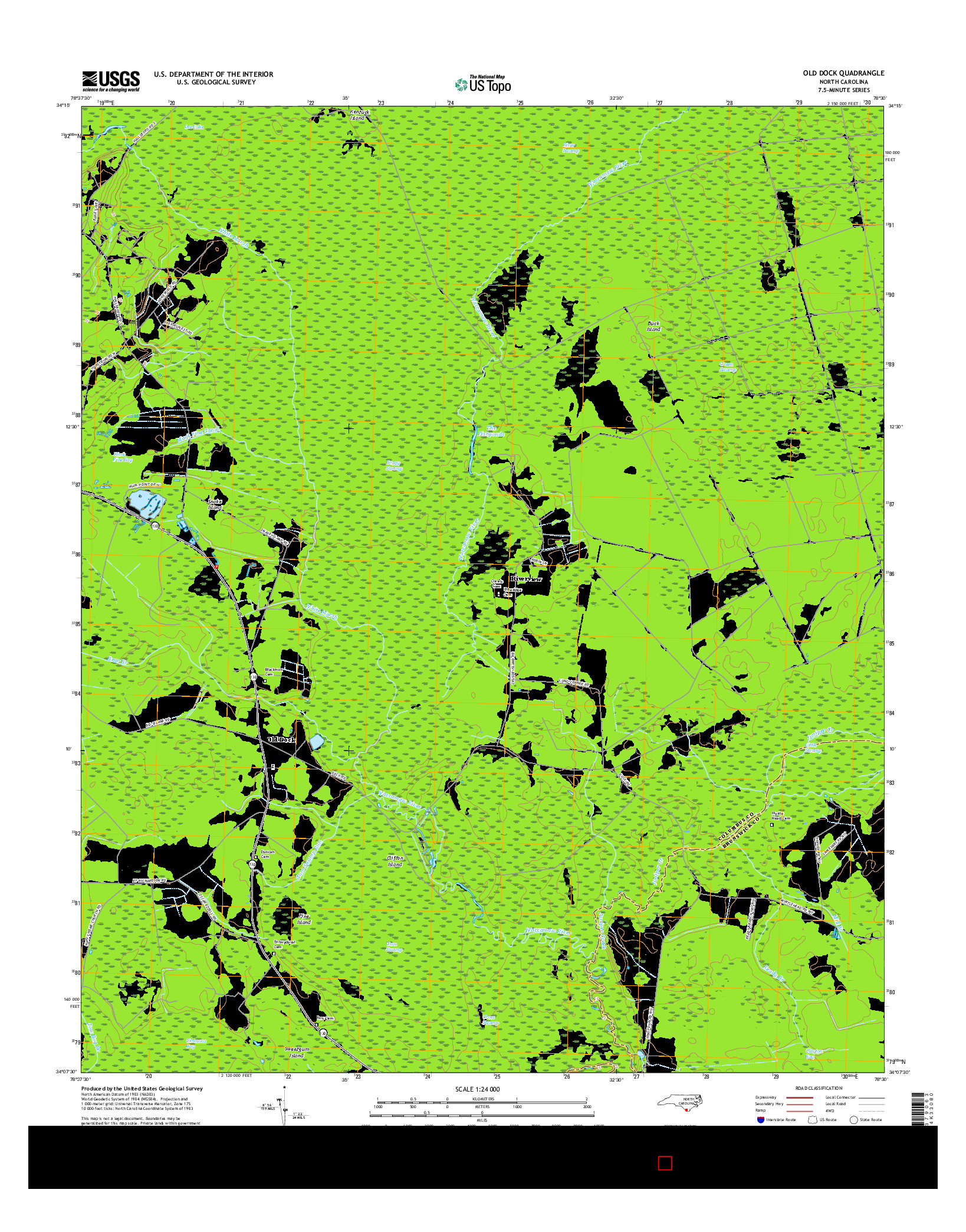 USGS US TOPO 7.5-MINUTE MAP FOR OLD DOCK, NC 2016