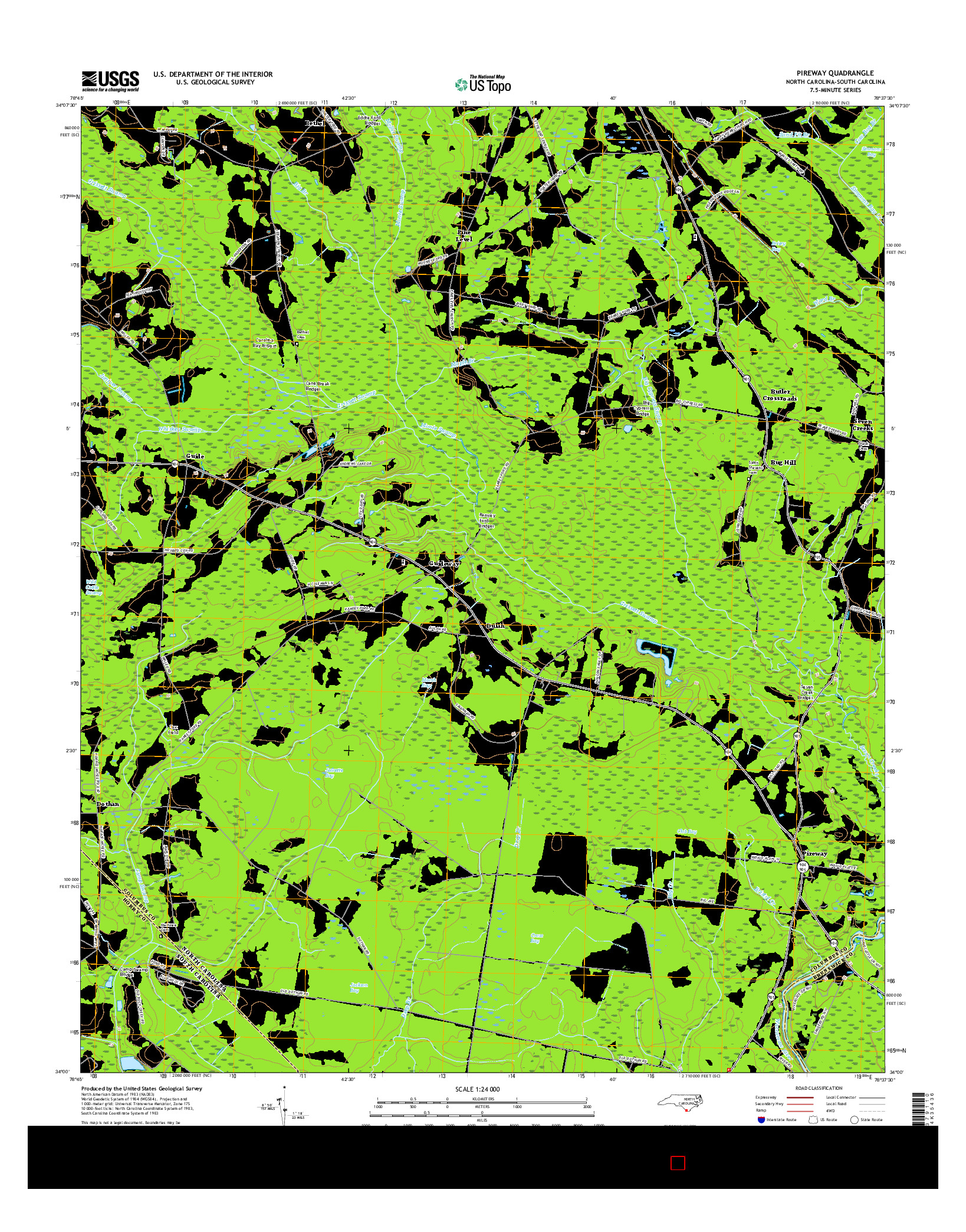 USGS US TOPO 7.5-MINUTE MAP FOR PIREWAY, NC-SC 2016