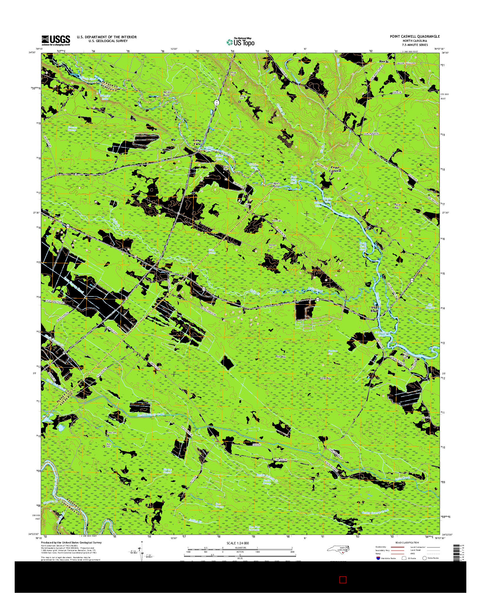 USGS US TOPO 7.5-MINUTE MAP FOR POINT CASWELL, NC 2016