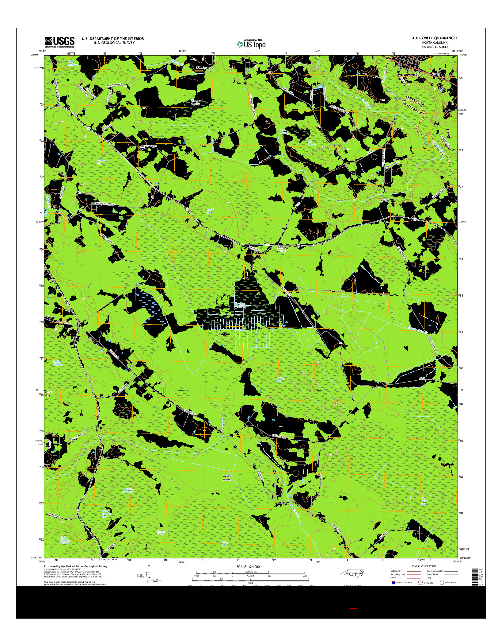 USGS US TOPO 7.5-MINUTE MAP FOR AUTRYVILLE, NC 2016