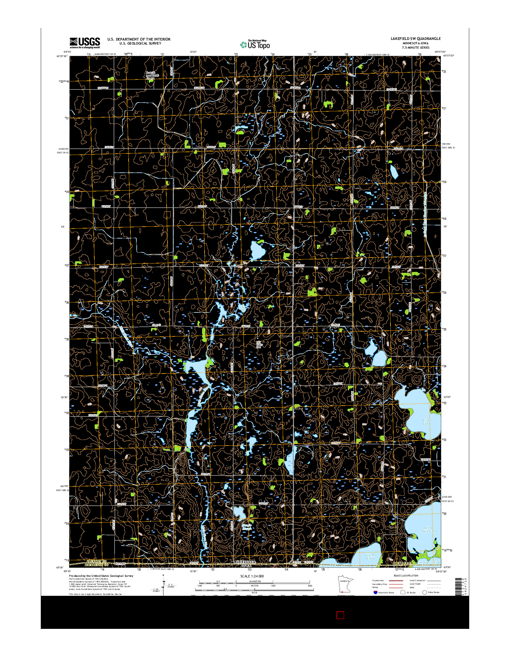 USGS US TOPO 7.5-MINUTE MAP FOR LAKEFIELD SW, MN-IA 2016