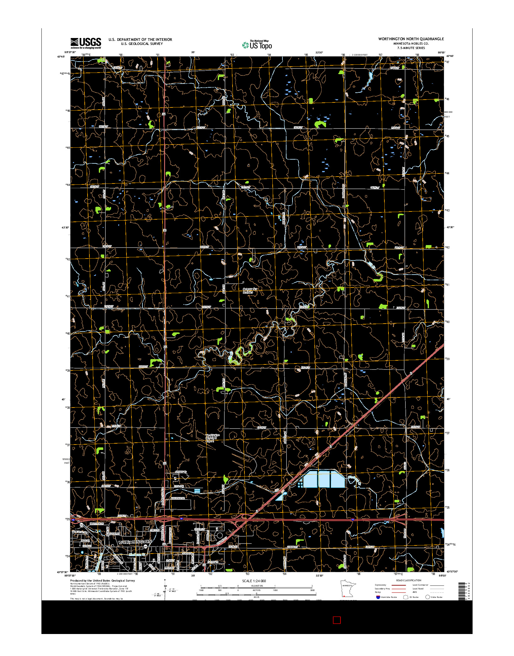 USGS US TOPO 7.5-MINUTE MAP FOR WORTHINGTON NORTH, MN 2016