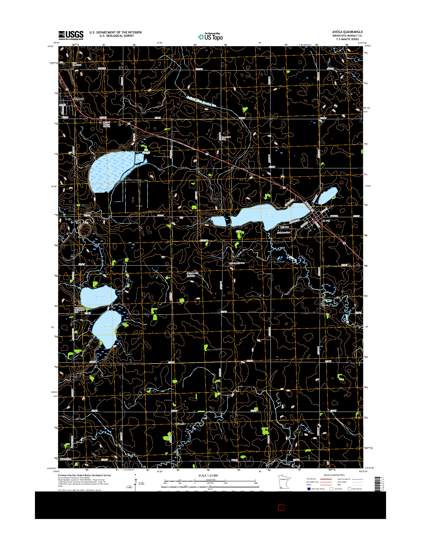 USGS US TOPO 7.5-MINUTE MAP FOR AVOCA, MN 2016