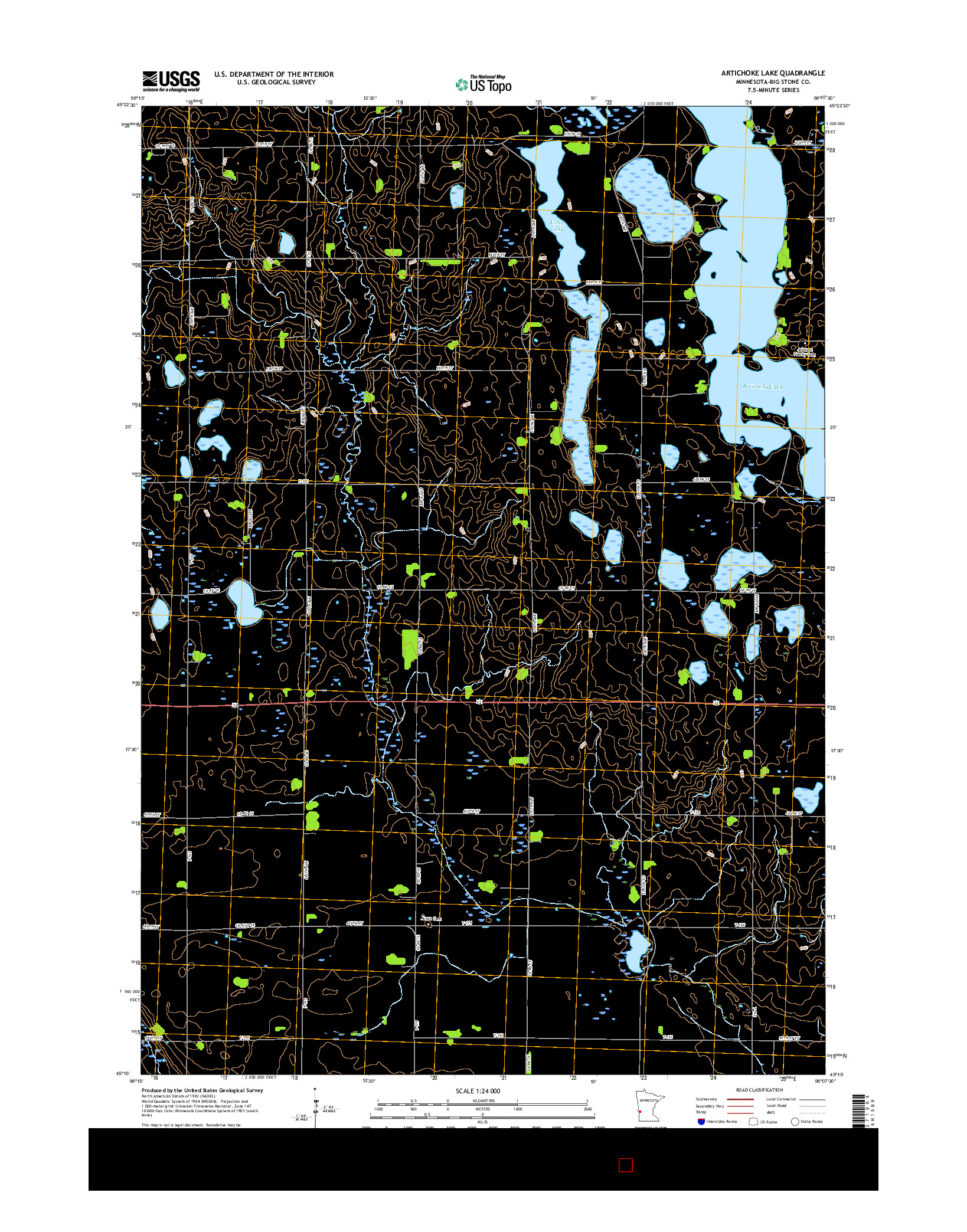 USGS US TOPO 7.5-MINUTE MAP FOR ARTICHOKE LAKE, MN 2016