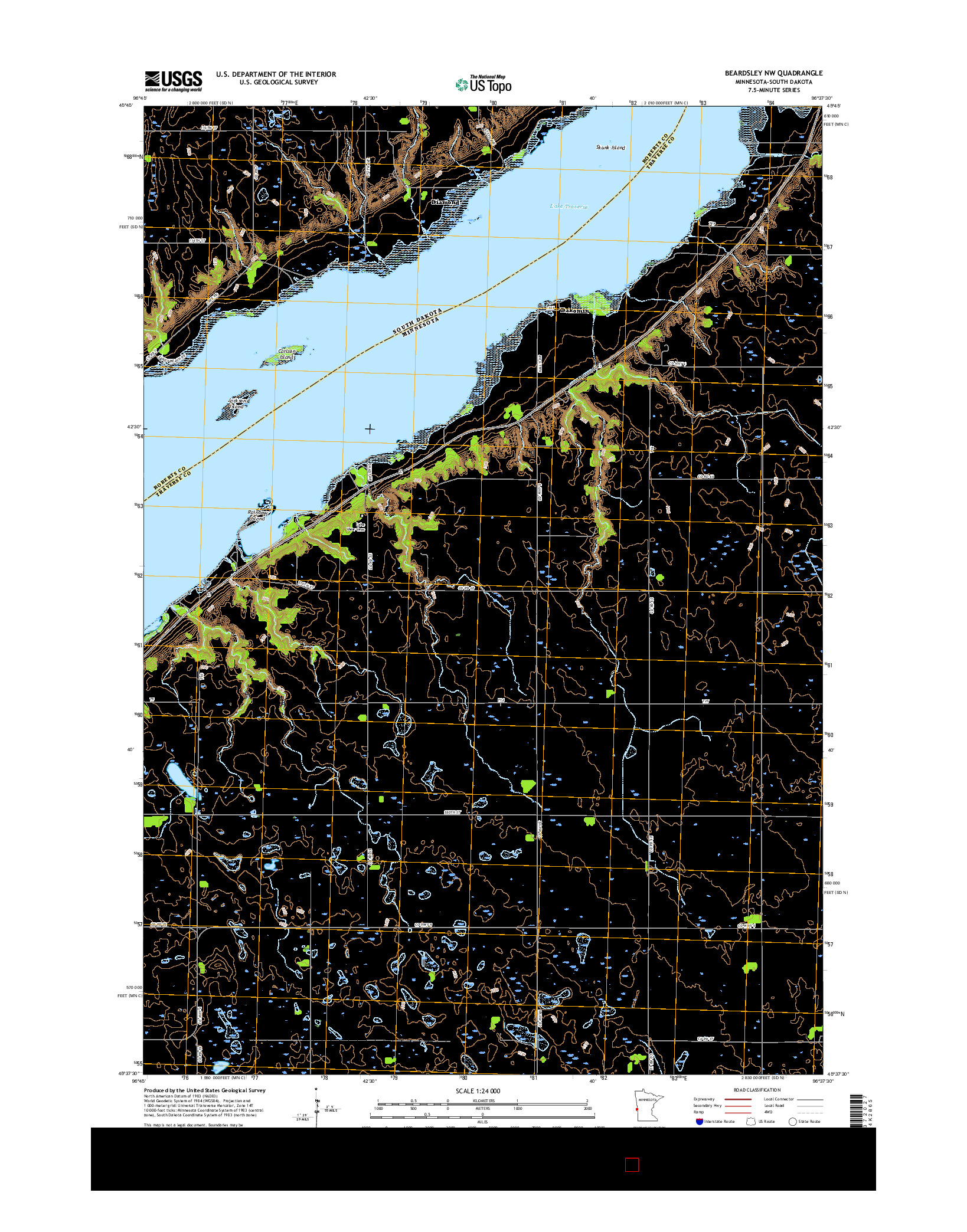 USGS US TOPO 7.5-MINUTE MAP FOR BEARDSLEY NW, MN-SD 2016