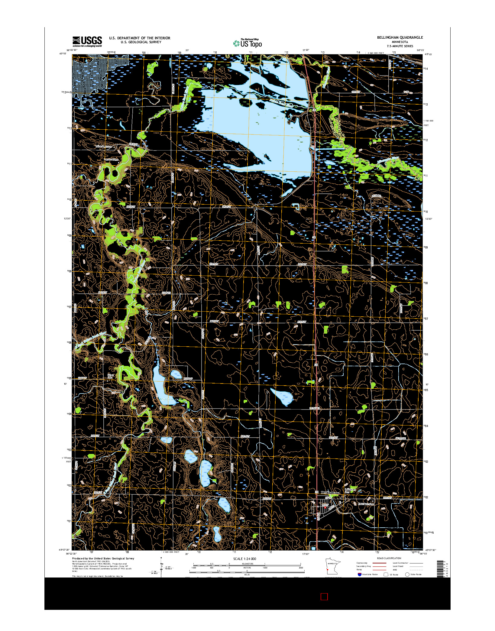 USGS US TOPO 7.5-MINUTE MAP FOR BELLINGHAM, MN 2016