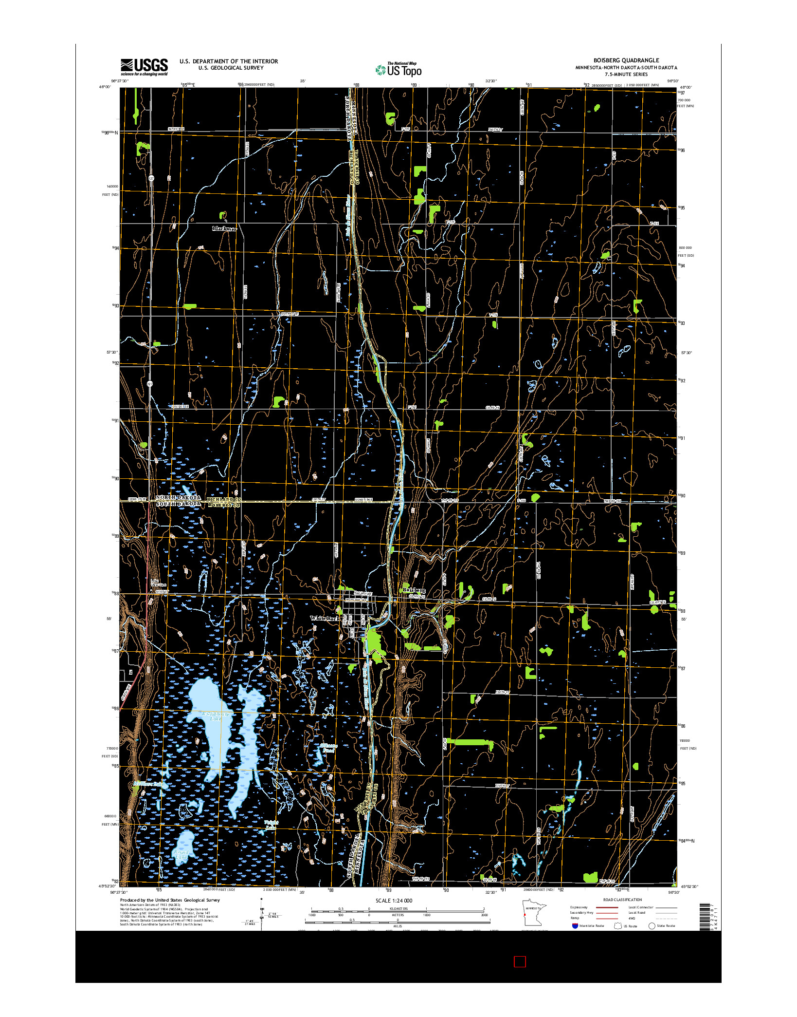 USGS US TOPO 7.5-MINUTE MAP FOR BOISBERG, MN-ND-SD 2016