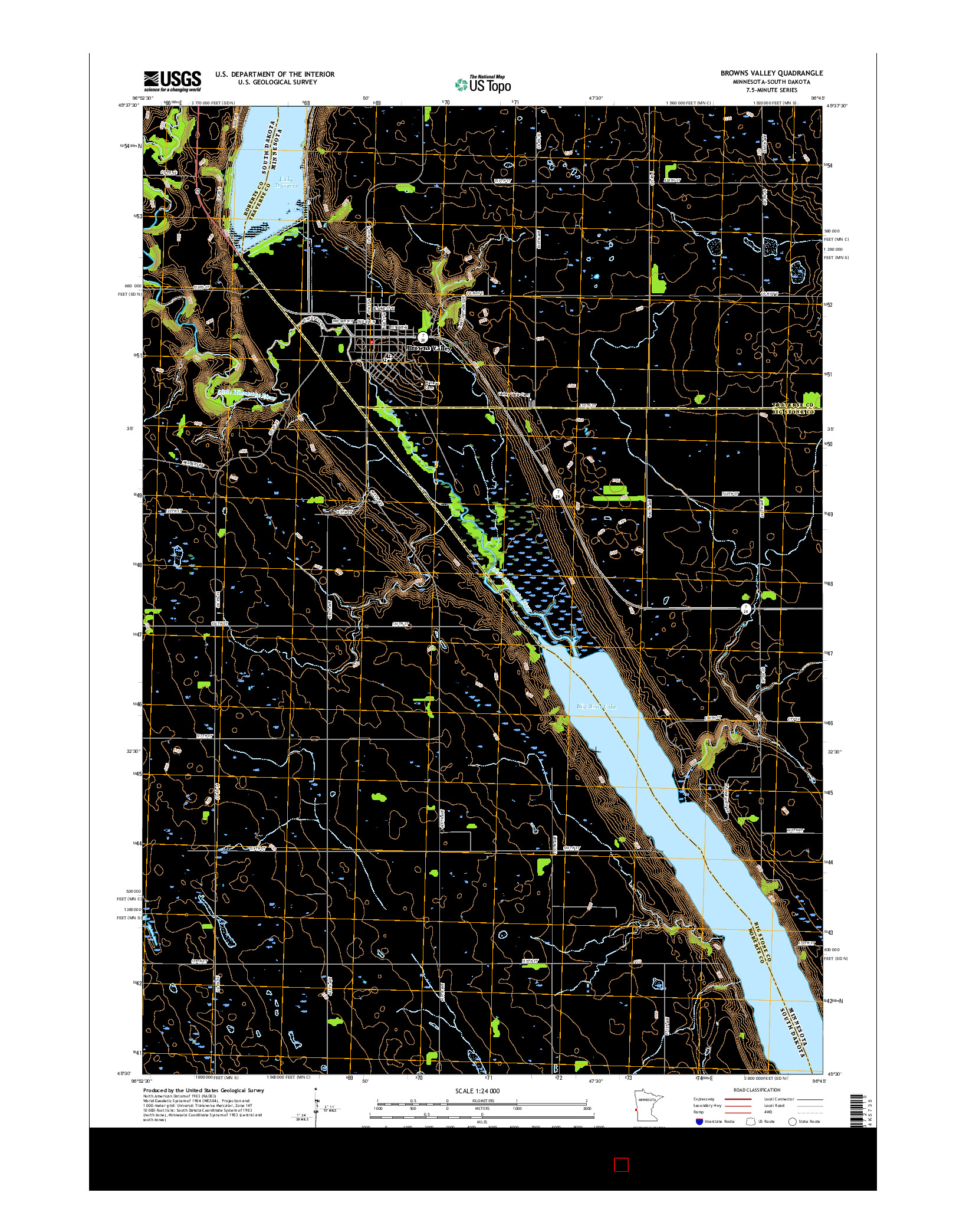 USGS US TOPO 7.5-MINUTE MAP FOR BROWNS VALLEY, MN-SD 2016