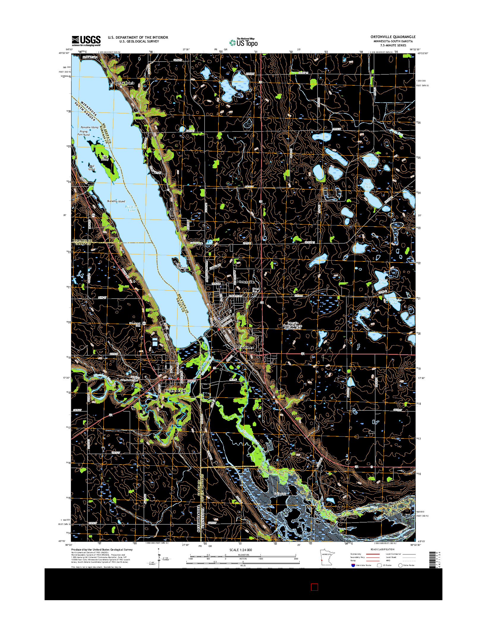 USGS US TOPO 7.5-MINUTE MAP FOR ORTONVILLE, MN-SD 2016