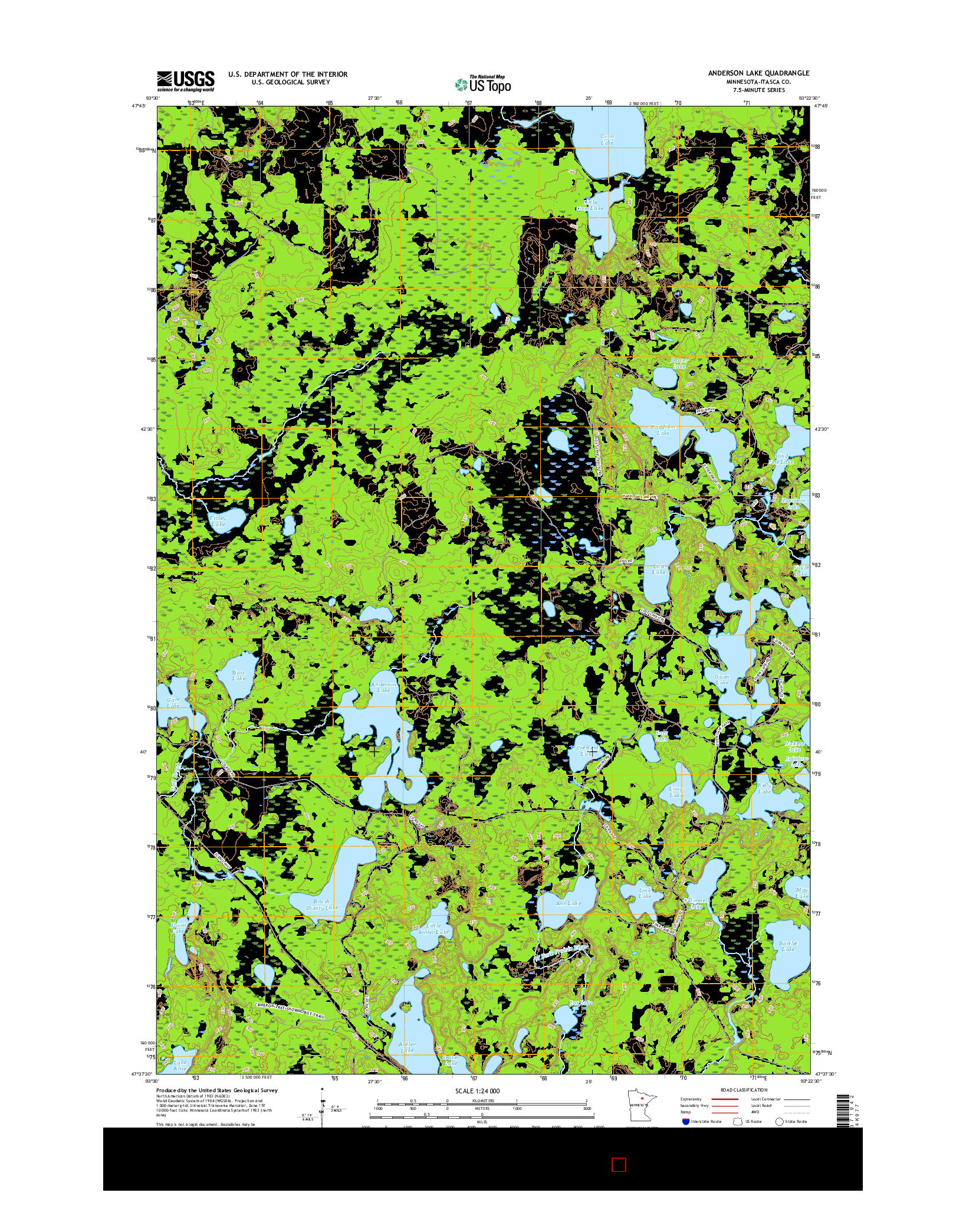 USGS US TOPO 7.5-MINUTE MAP FOR ANDERSON LAKE, MN 2016
