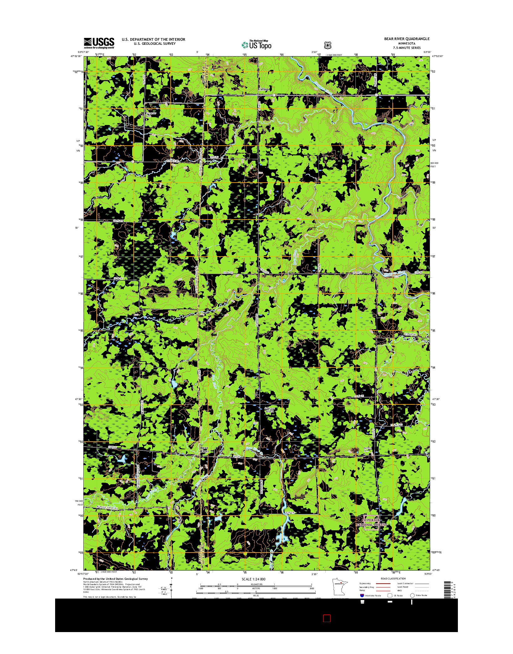 USGS US TOPO 7.5-MINUTE MAP FOR BEAR RIVER, MN 2016