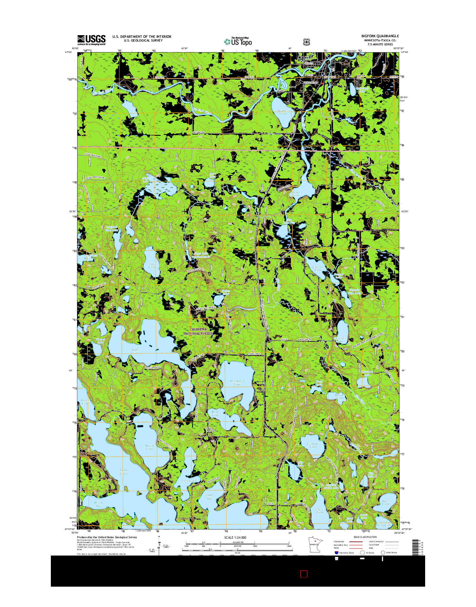 USGS US TOPO 7.5-MINUTE MAP FOR BIGFORK, MN 2016