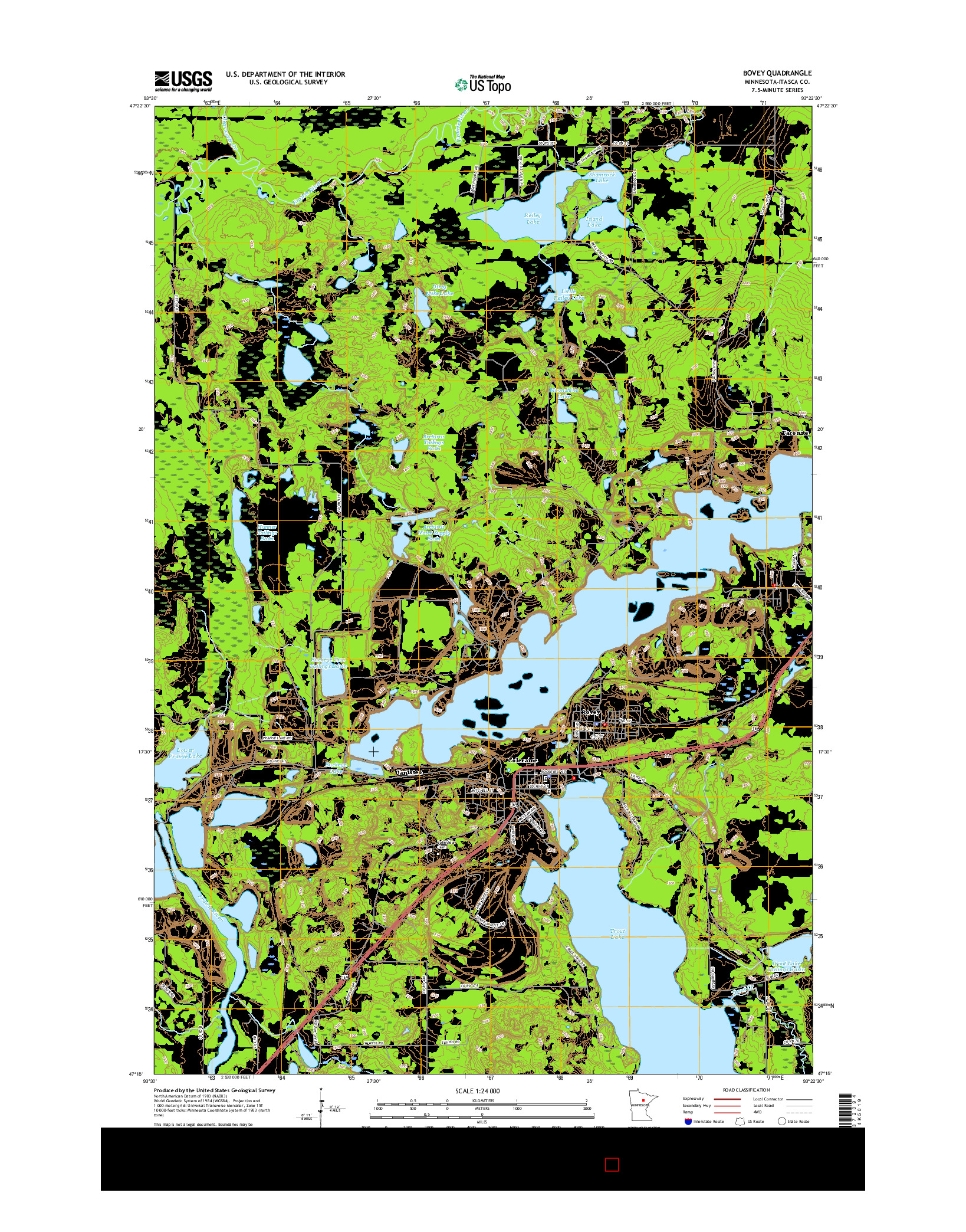 USGS US TOPO 7.5-MINUTE MAP FOR BOVEY, MN 2016