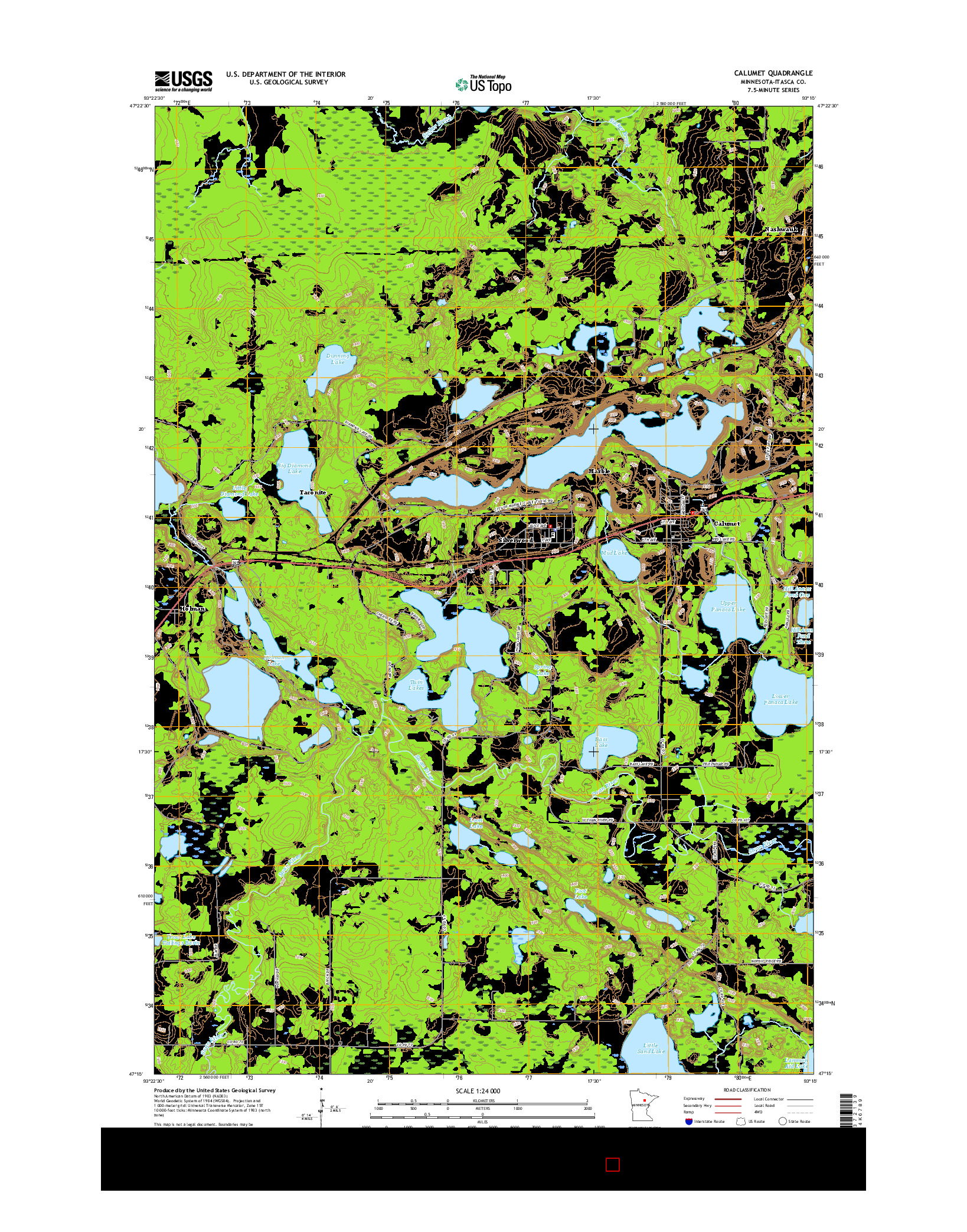 USGS US TOPO 7.5-MINUTE MAP FOR CALUMET, MN 2016