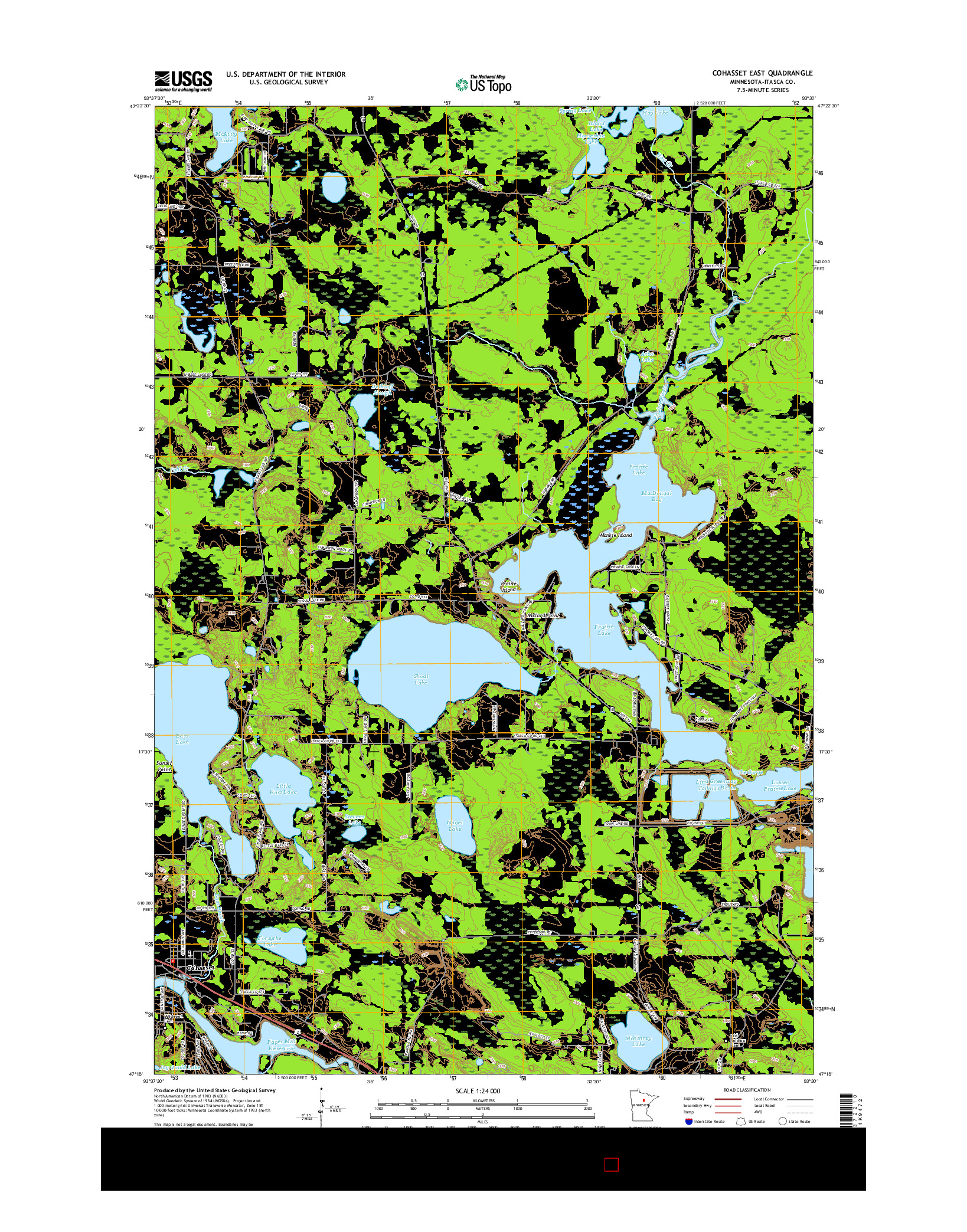 USGS US TOPO 7.5-MINUTE MAP FOR COHASSET EAST, MN 2016
