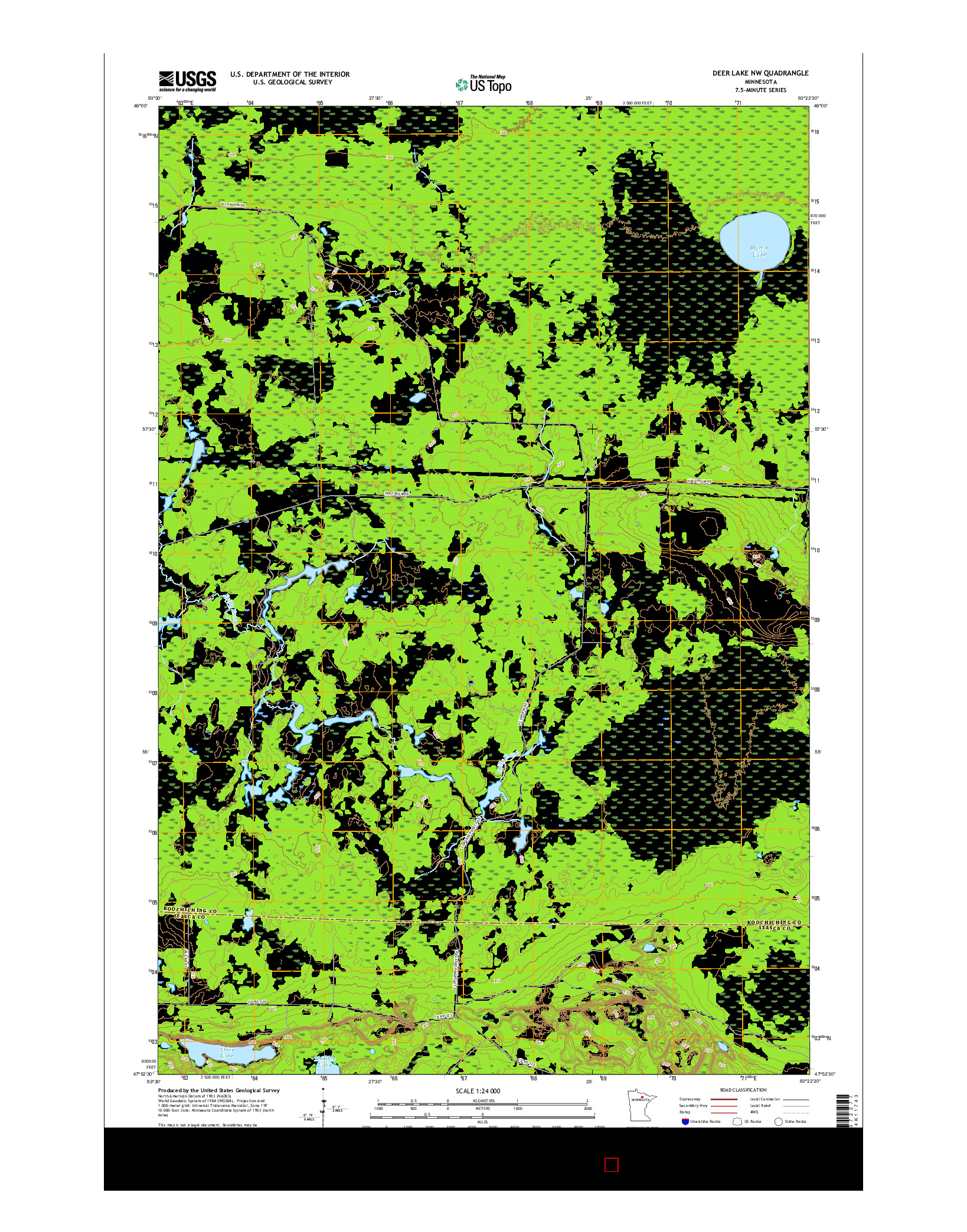 USGS US TOPO 7.5-MINUTE MAP FOR DEER LAKE NW, MN 2016