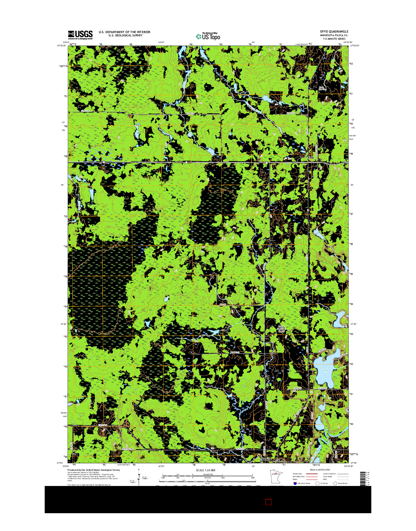 USGS US TOPO 7.5-MINUTE MAP FOR EFFIE, MN 2016