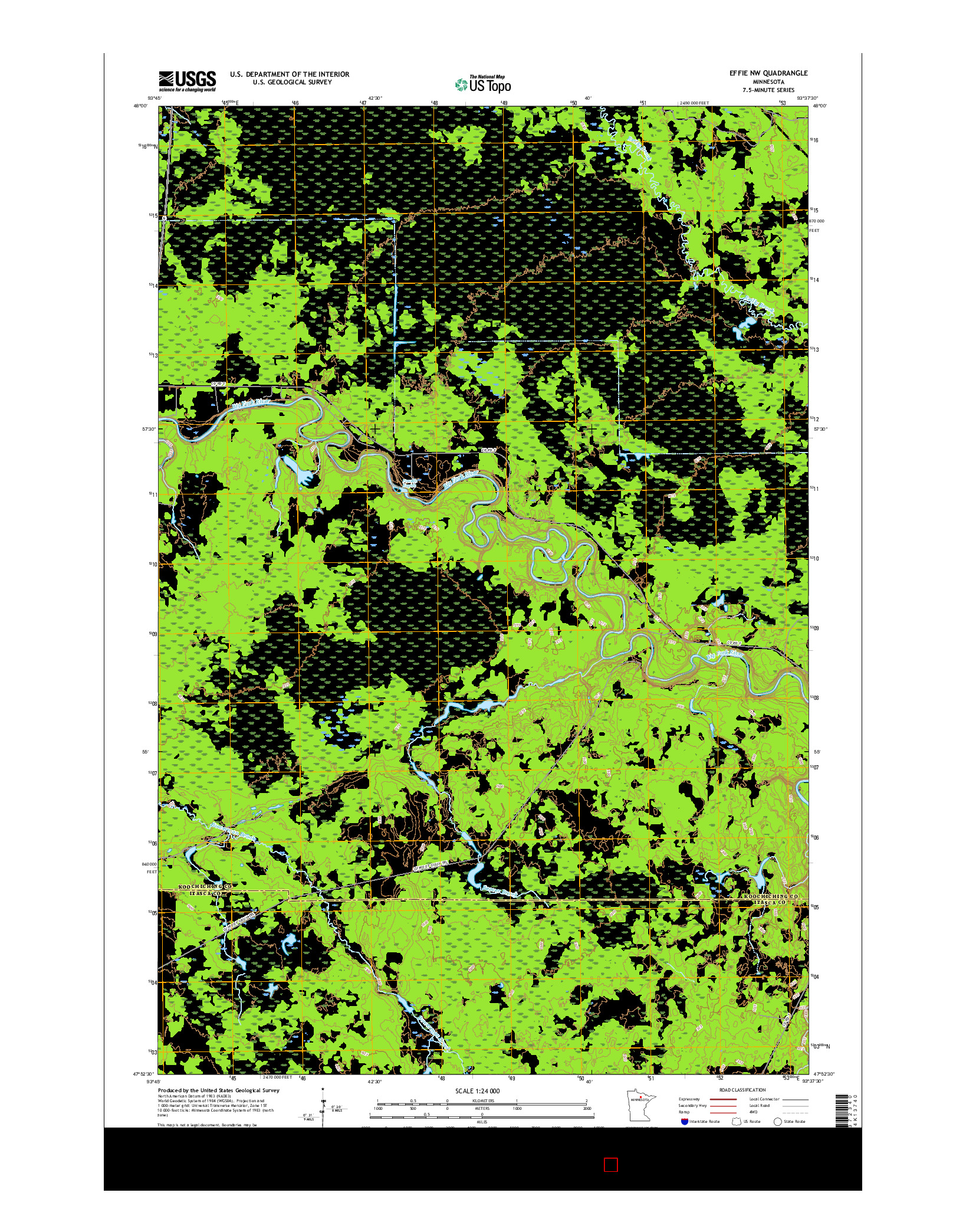 USGS US TOPO 7.5-MINUTE MAP FOR EFFIE NW, MN 2016