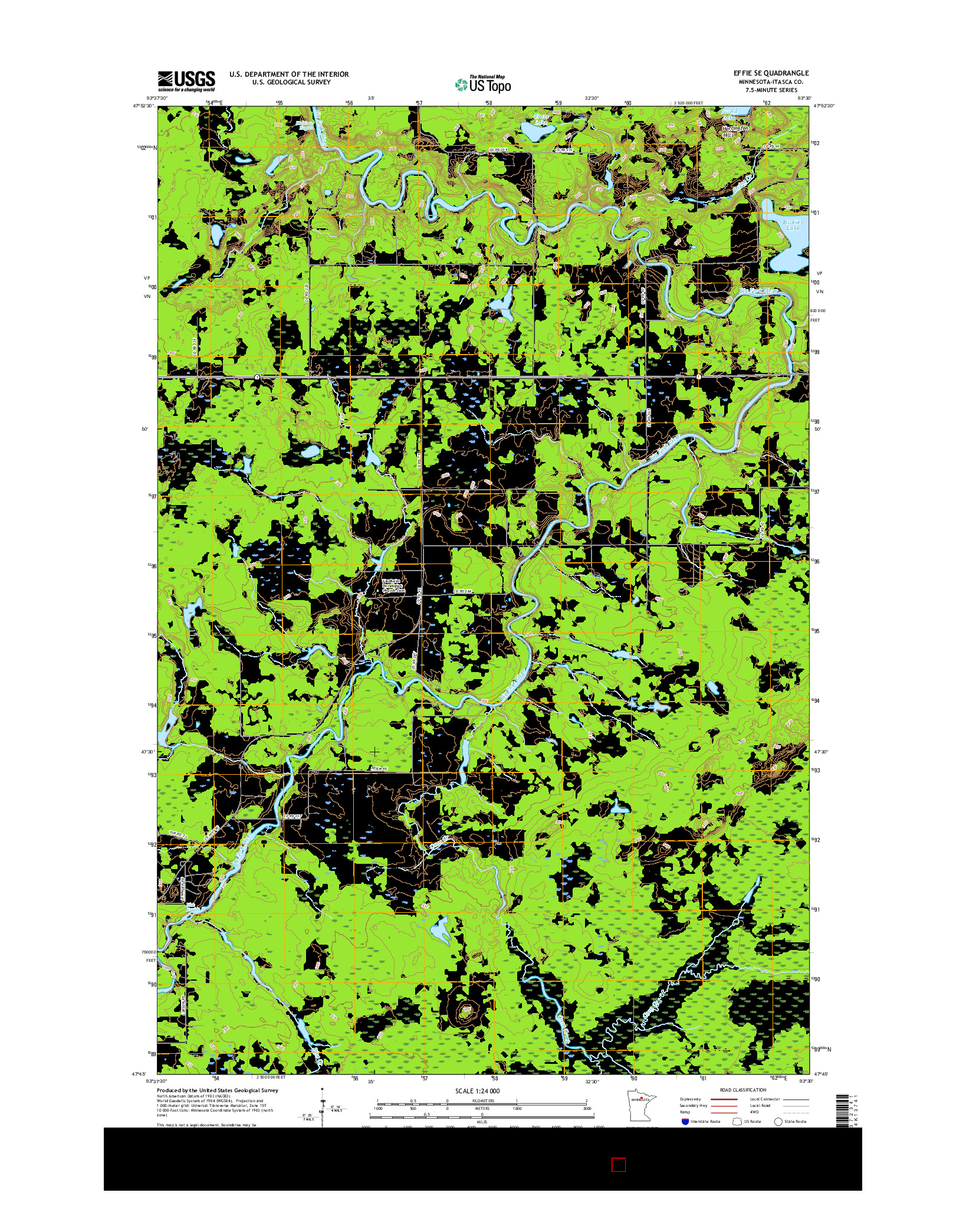 USGS US TOPO 7.5-MINUTE MAP FOR EFFIE SE, MN 2016