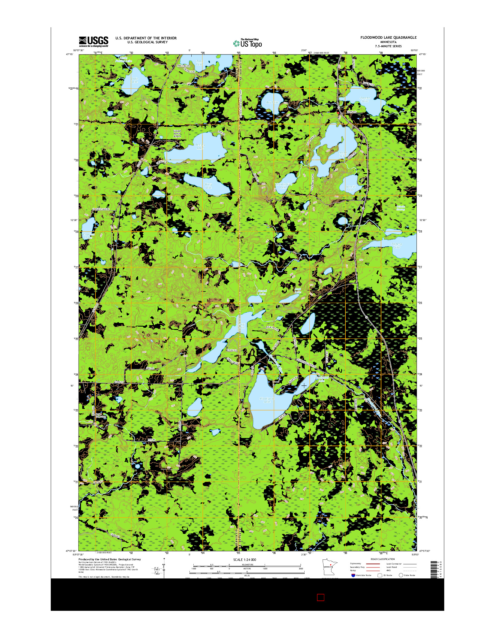 USGS US TOPO 7.5-MINUTE MAP FOR FLOODWOOD LAKE, MN 2016