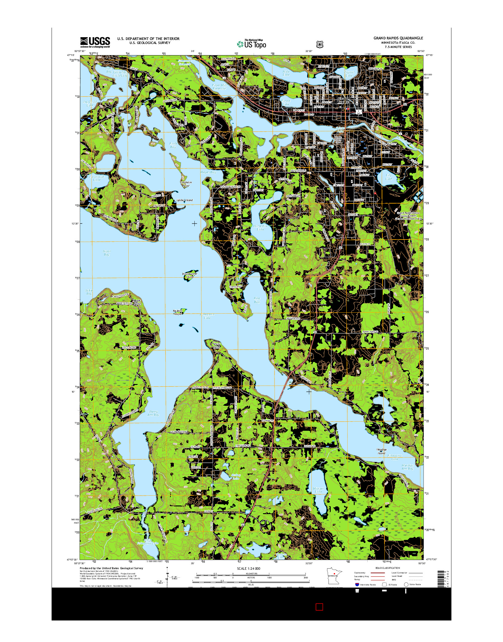 USGS US TOPO 7.5-MINUTE MAP FOR GRAND RAPIDS, MN 2016