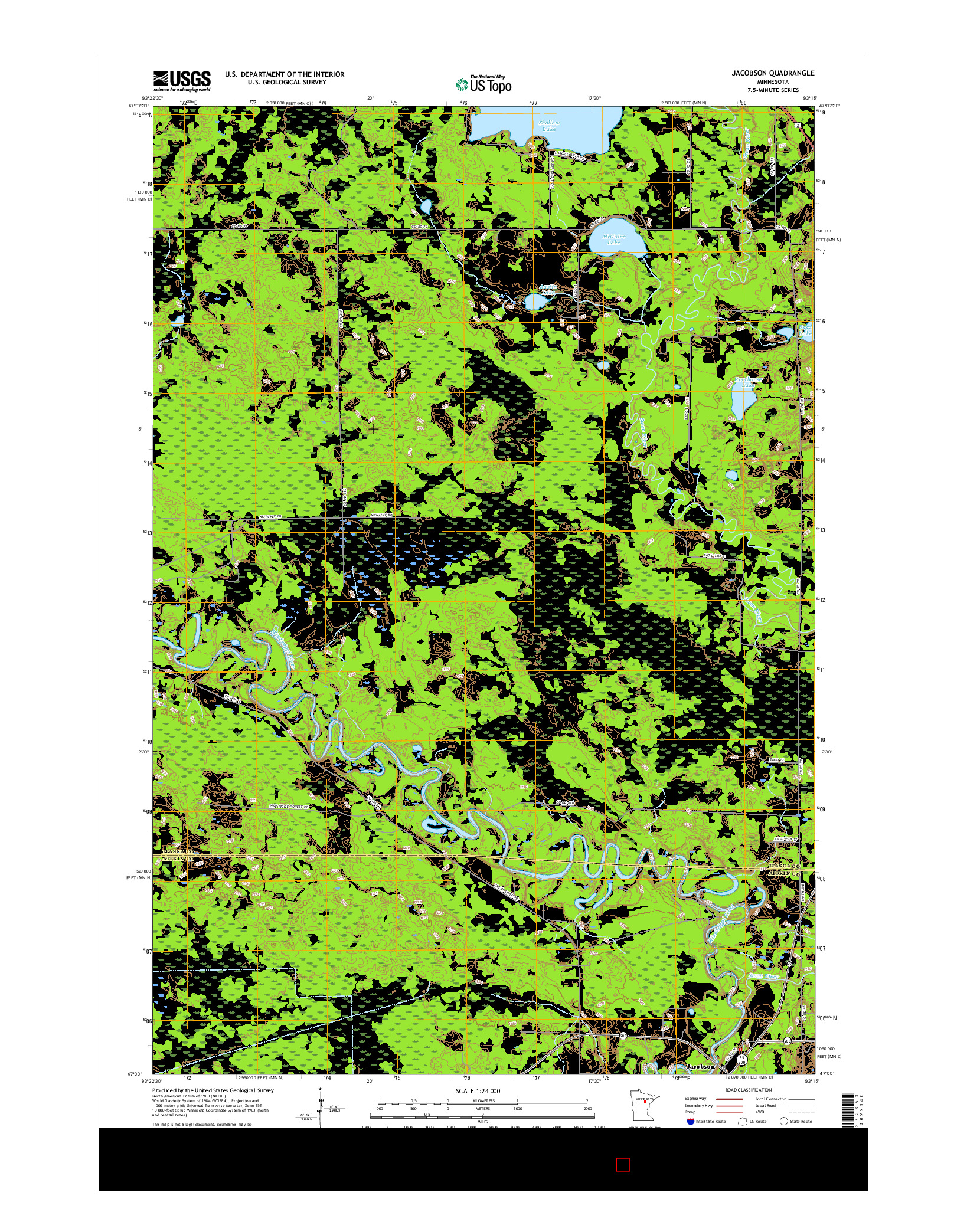 USGS US TOPO 7.5-MINUTE MAP FOR JACOBSON, MN 2016