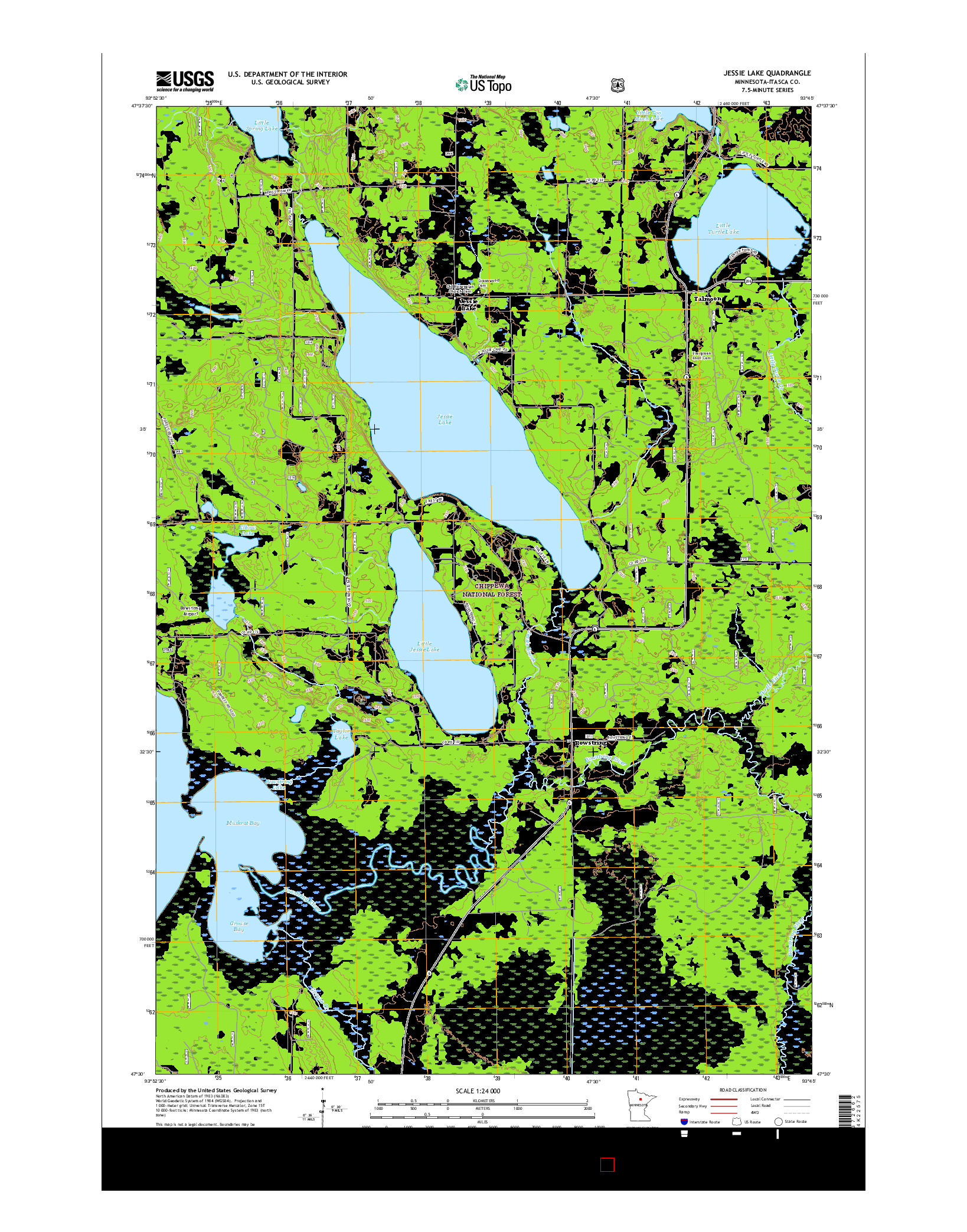 USGS US TOPO 7.5-MINUTE MAP FOR JESSIE LAKE, MN 2016