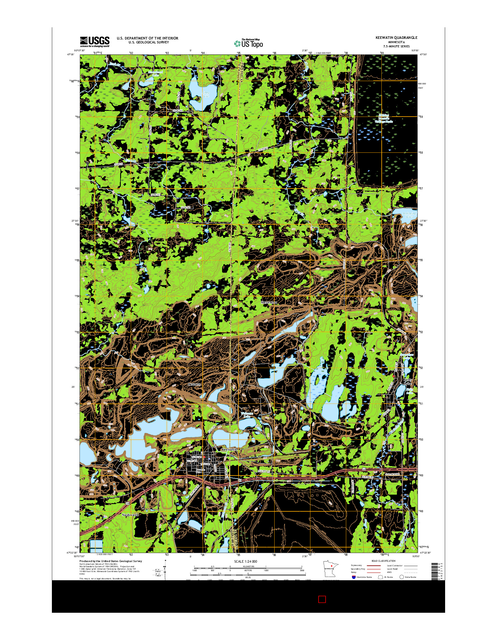 USGS US TOPO 7.5-MINUTE MAP FOR KEEWATIN, MN 2016