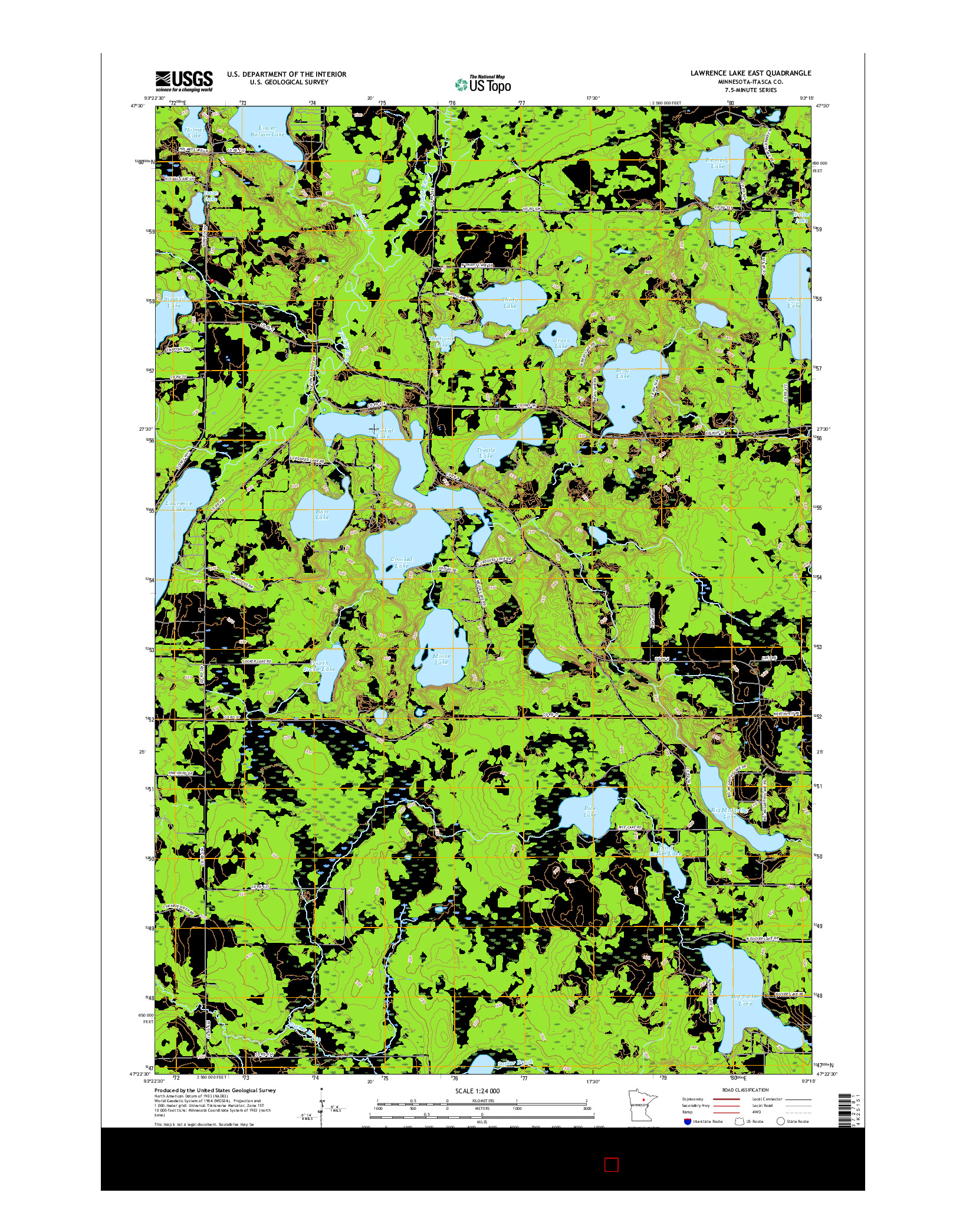 USGS US TOPO 7.5-MINUTE MAP FOR LAWRENCE LAKE EAST, MN 2016