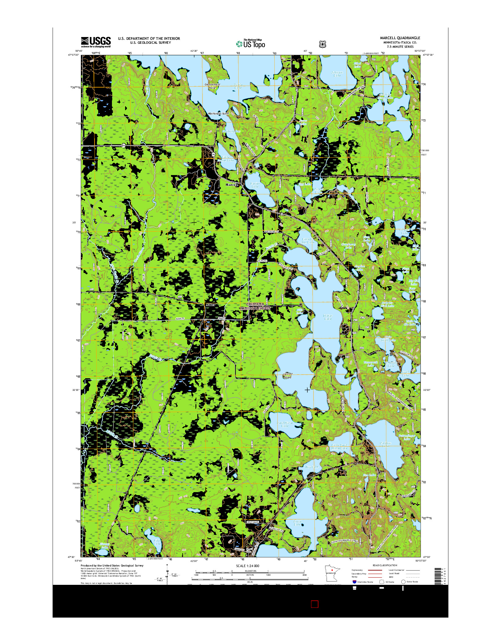 USGS US TOPO 7.5-MINUTE MAP FOR MARCELL, MN 2016