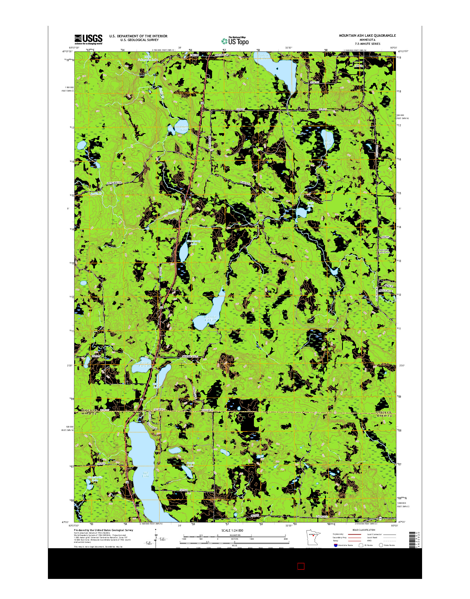 USGS US TOPO 7.5-MINUTE MAP FOR MOUNTAIN ASH LAKE, MN 2016