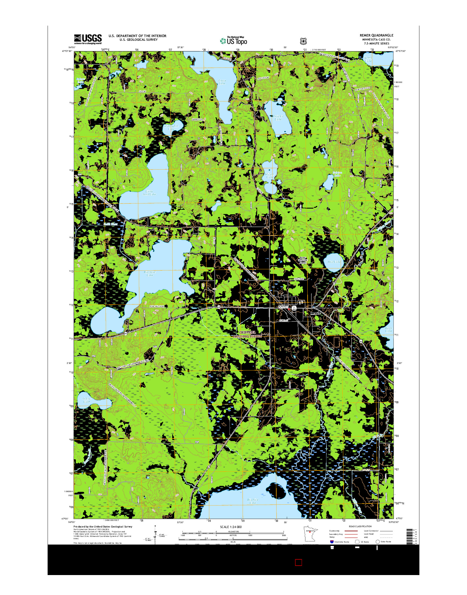 USGS US TOPO 7.5-MINUTE MAP FOR REMER, MN 2016