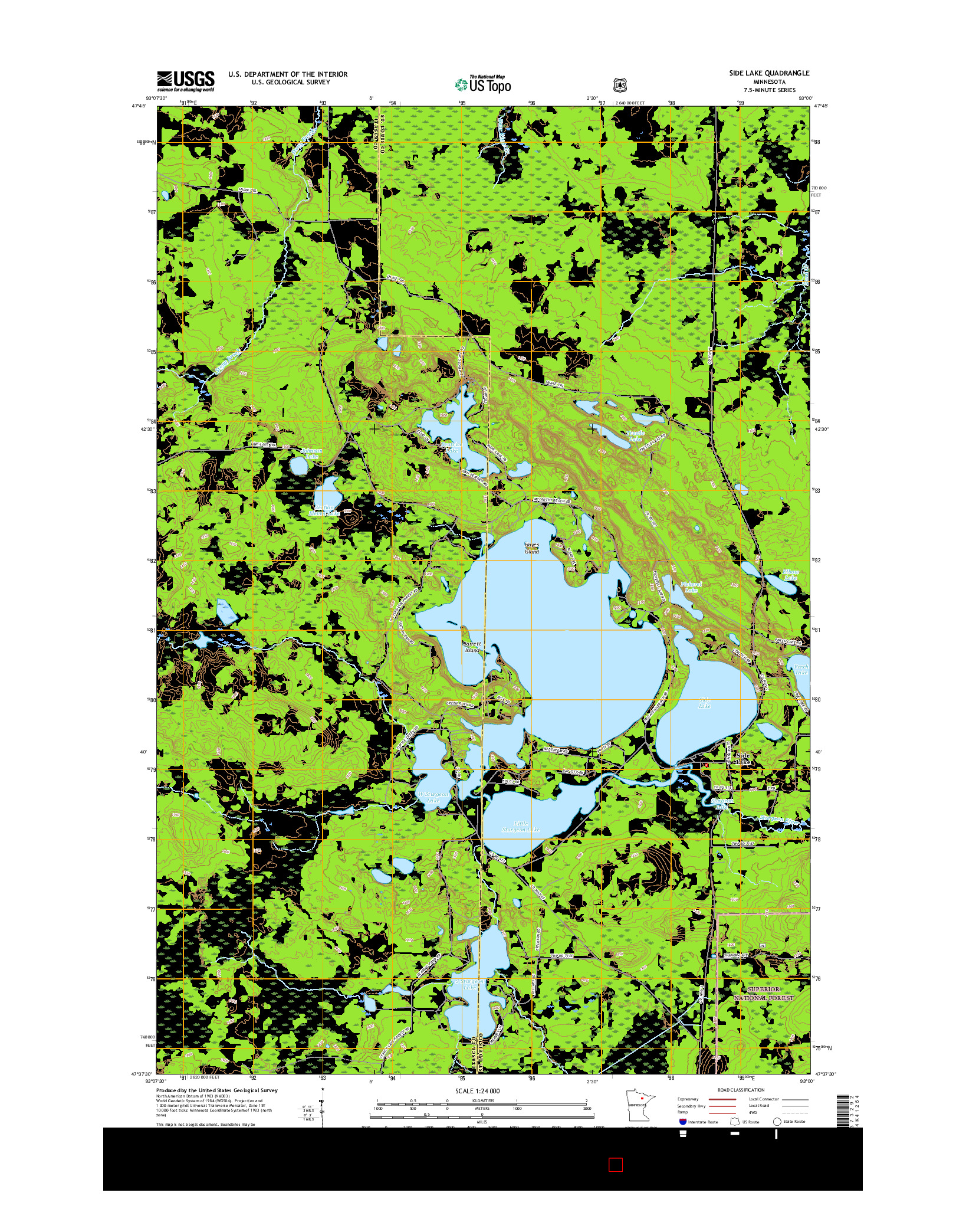 USGS US TOPO 7.5-MINUTE MAP FOR SIDE LAKE, MN 2016