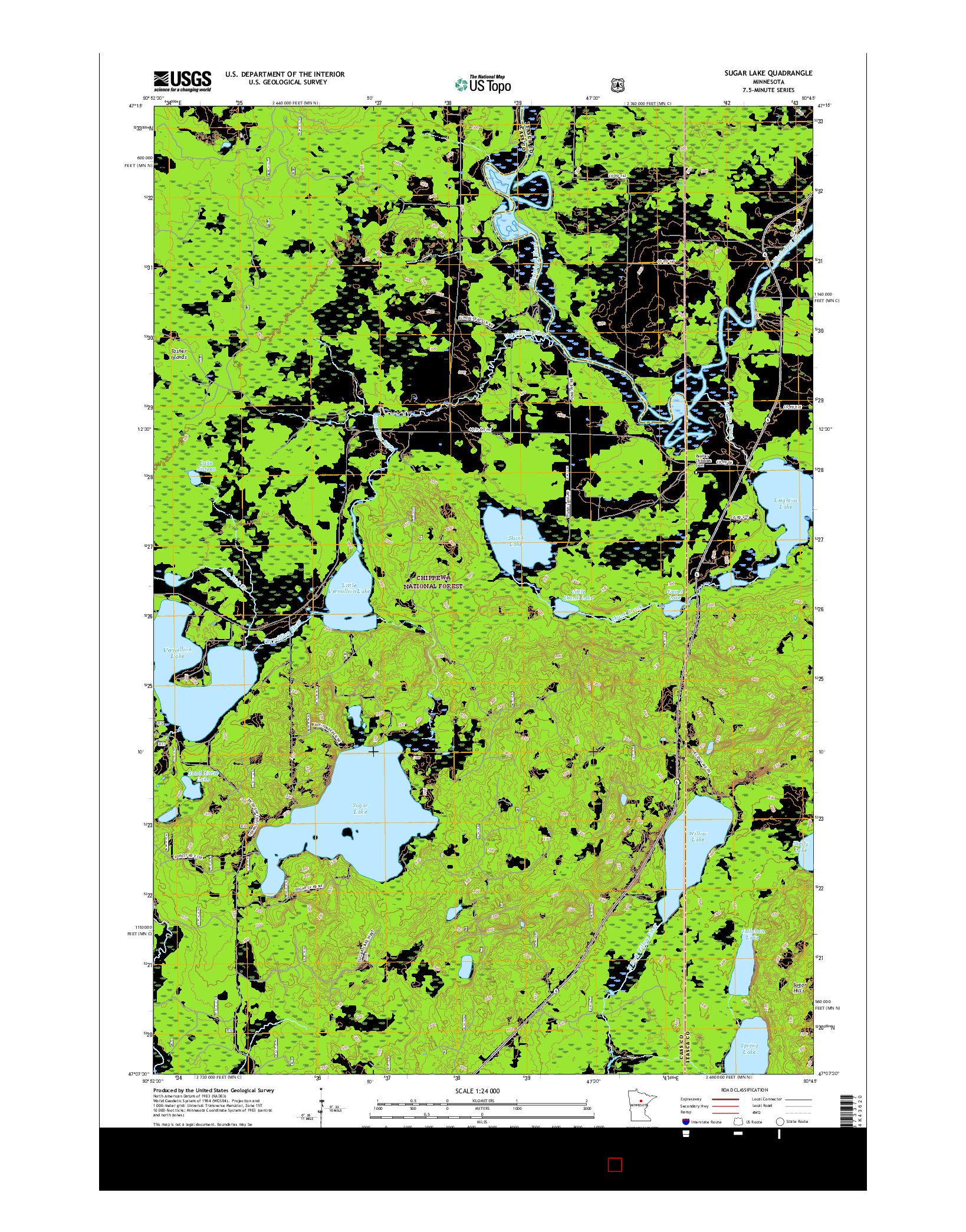 USGS US TOPO 7.5-MINUTE MAP FOR SUGAR LAKE, MN 2016