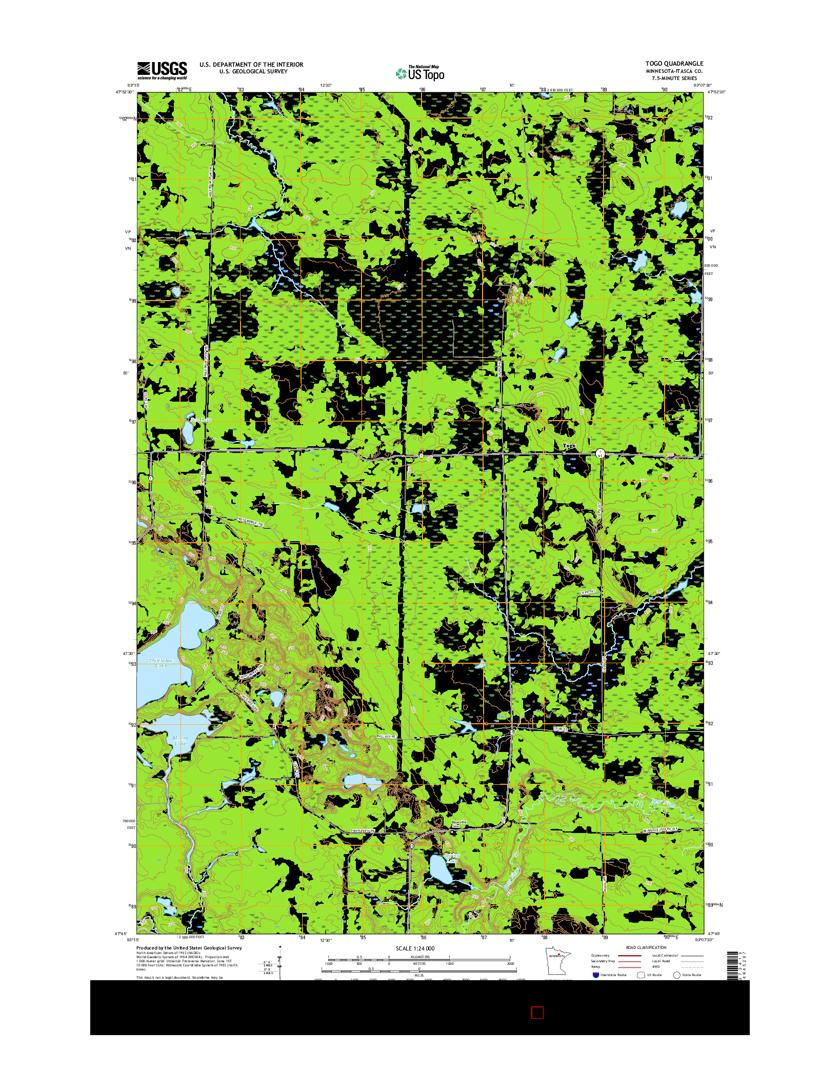 USGS US TOPO 7.5-MINUTE MAP FOR TOGO, MN 2016
