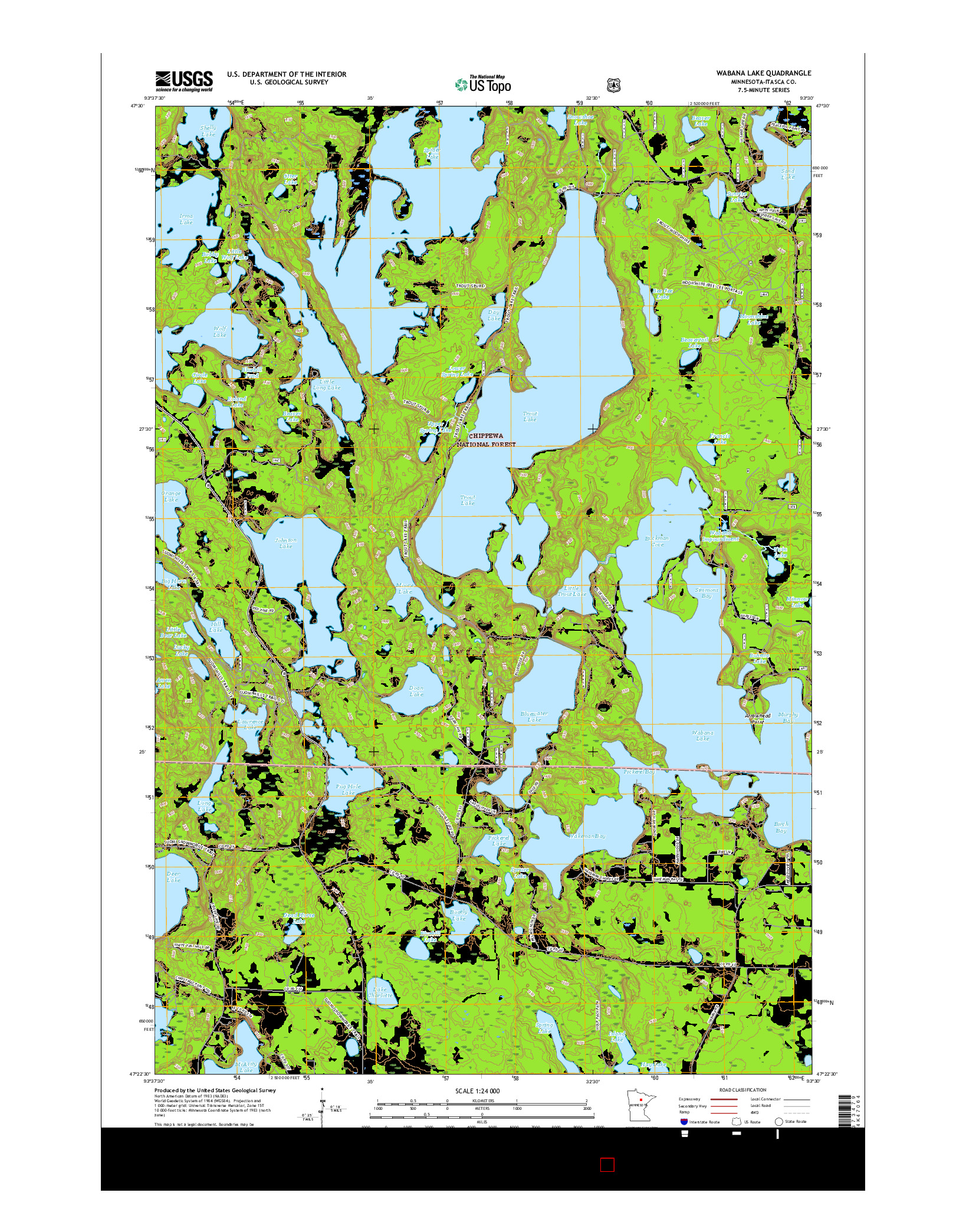 USGS US TOPO 7.5-MINUTE MAP FOR WABANA LAKE, MN 2016