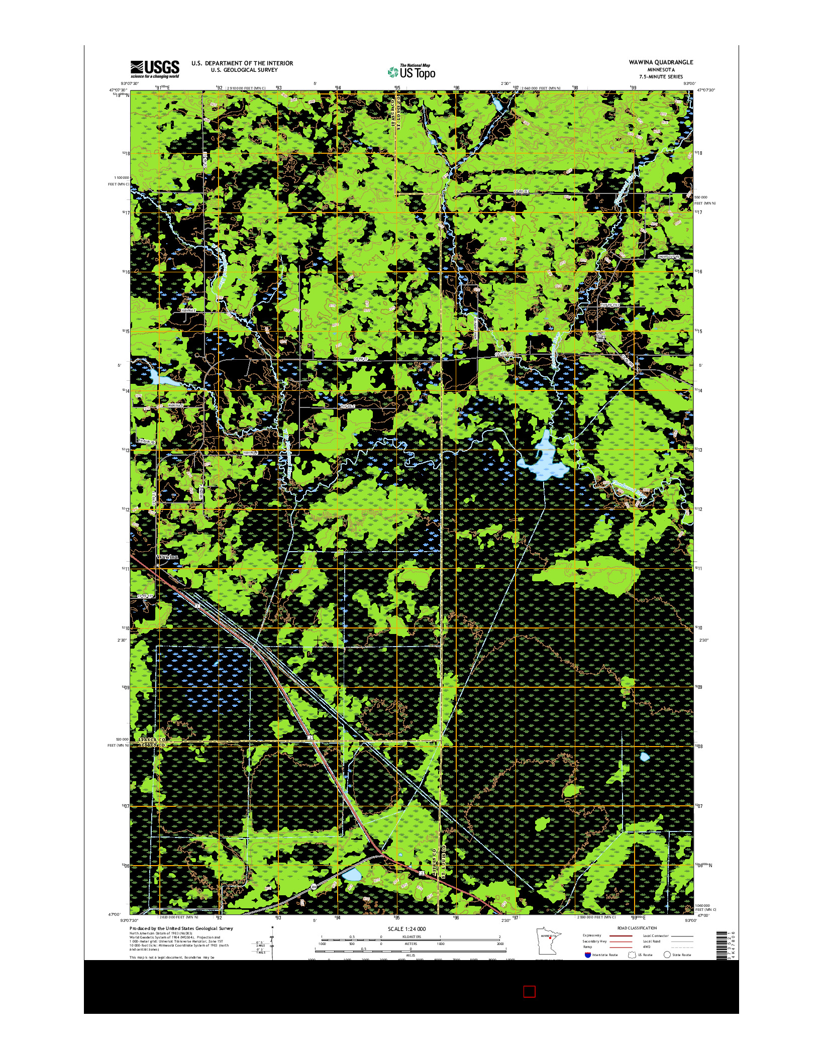 USGS US TOPO 7.5-MINUTE MAP FOR WAWINA, MN 2016