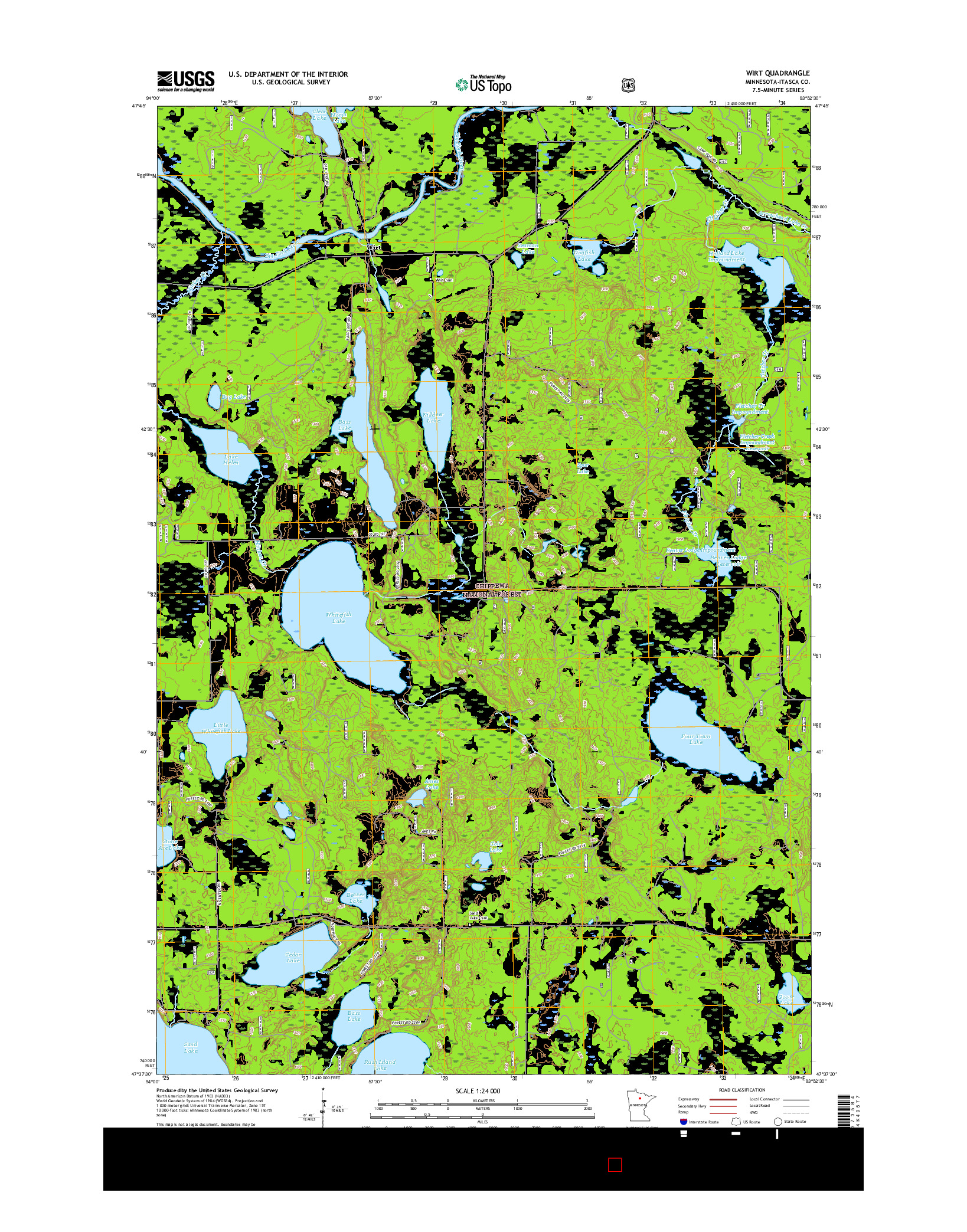 USGS US TOPO 7.5-MINUTE MAP FOR WIRT, MN 2016