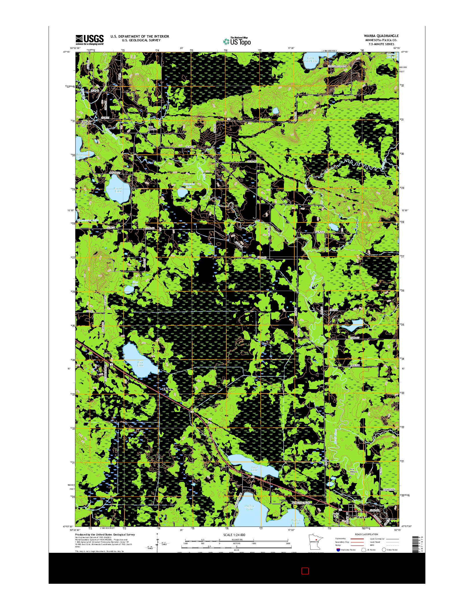 USGS US TOPO 7.5-MINUTE MAP FOR WARBA, MN 2016