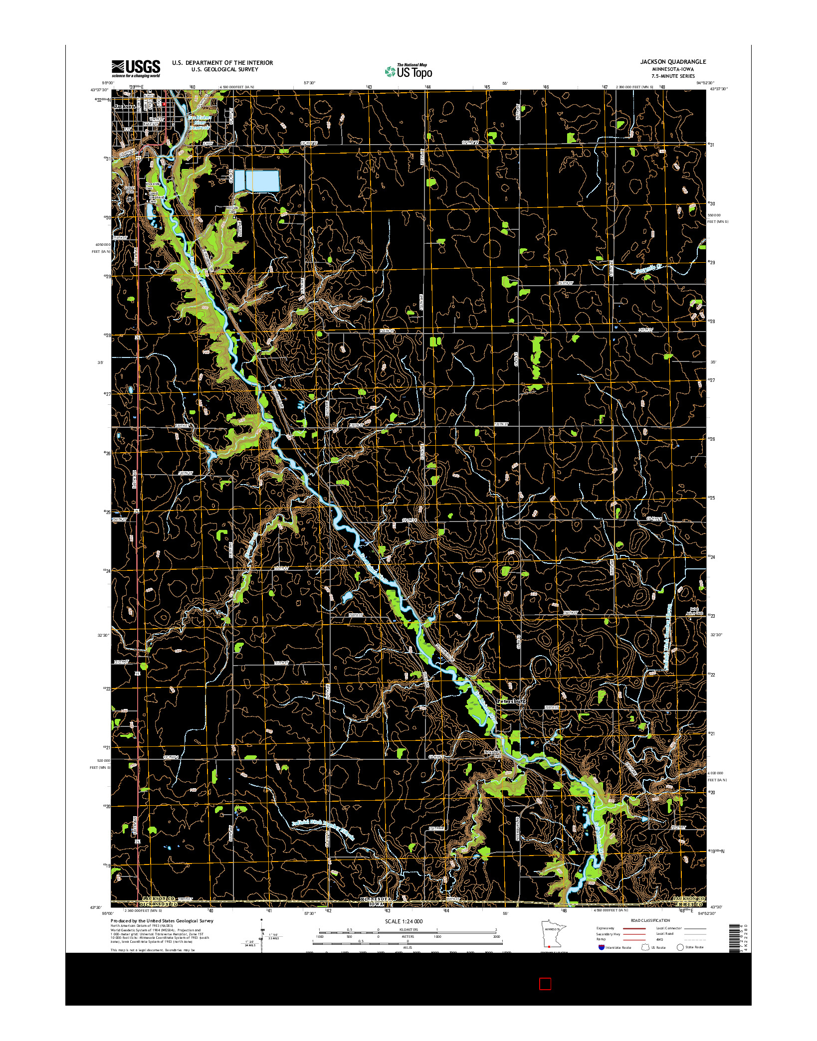 USGS US TOPO 7.5-MINUTE MAP FOR JACKSON, MN-IA 2016