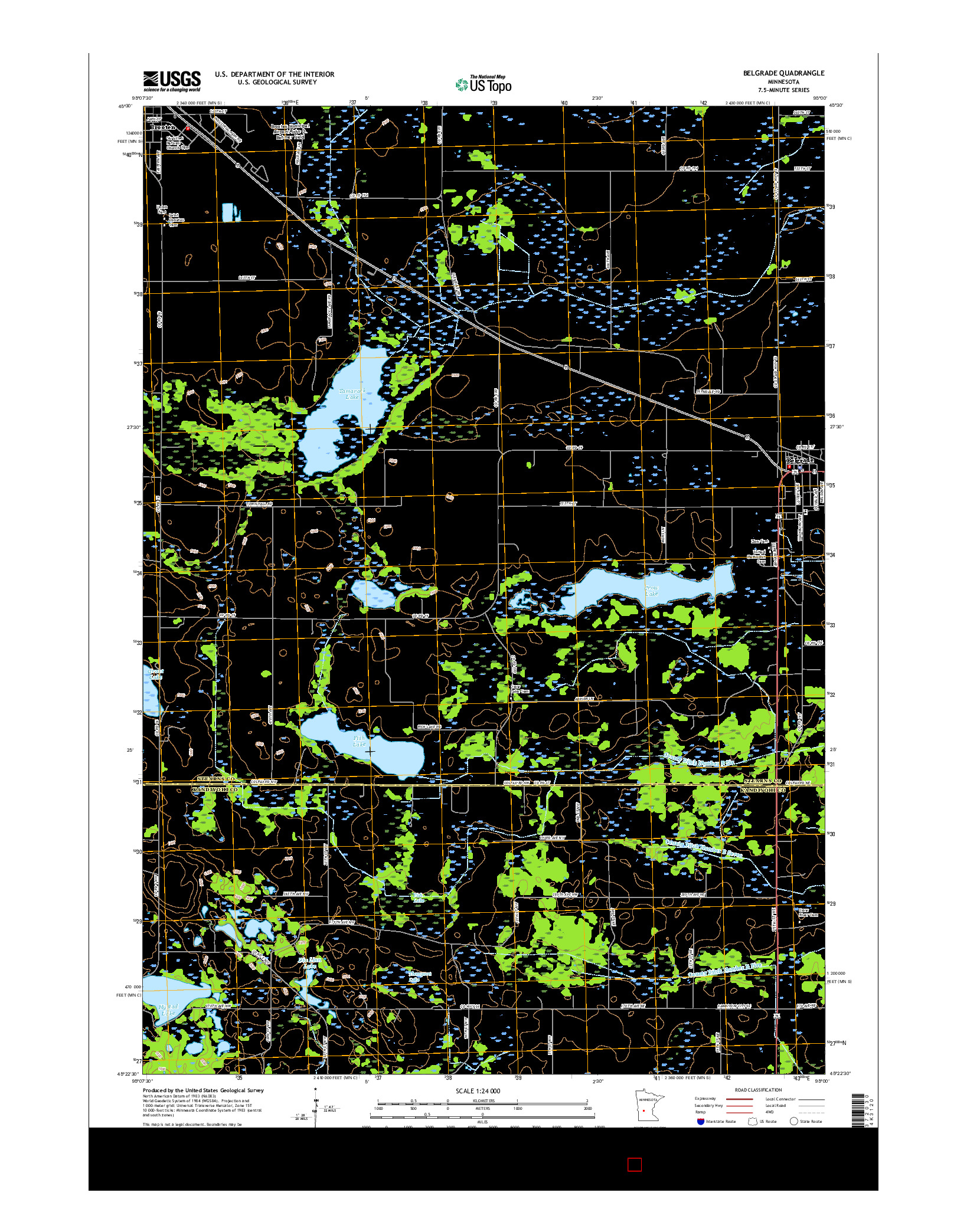 USGS US TOPO 7.5-MINUTE MAP FOR BELGRADE, MN 2016