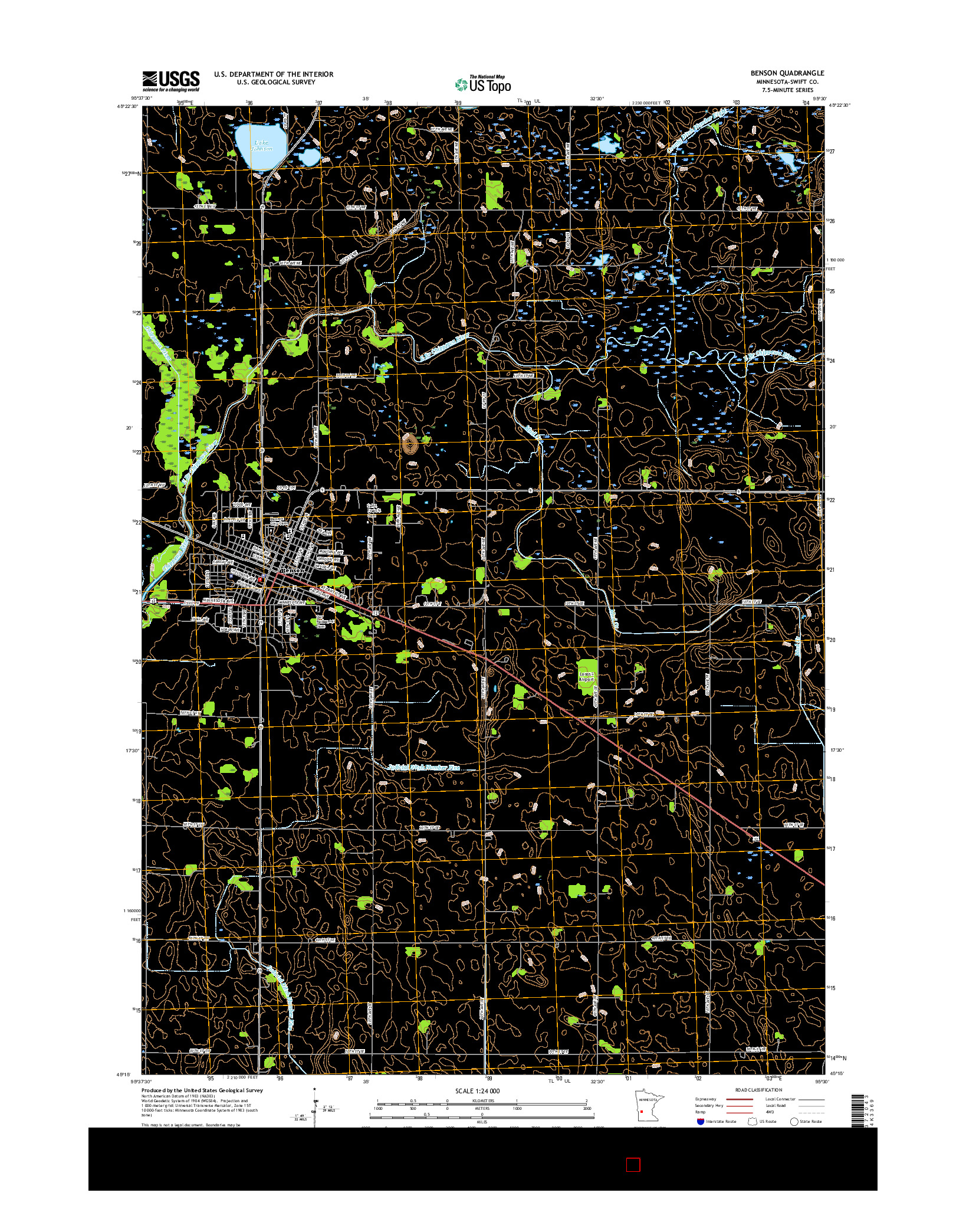 USGS US TOPO 7.5-MINUTE MAP FOR BENSON, MN 2016