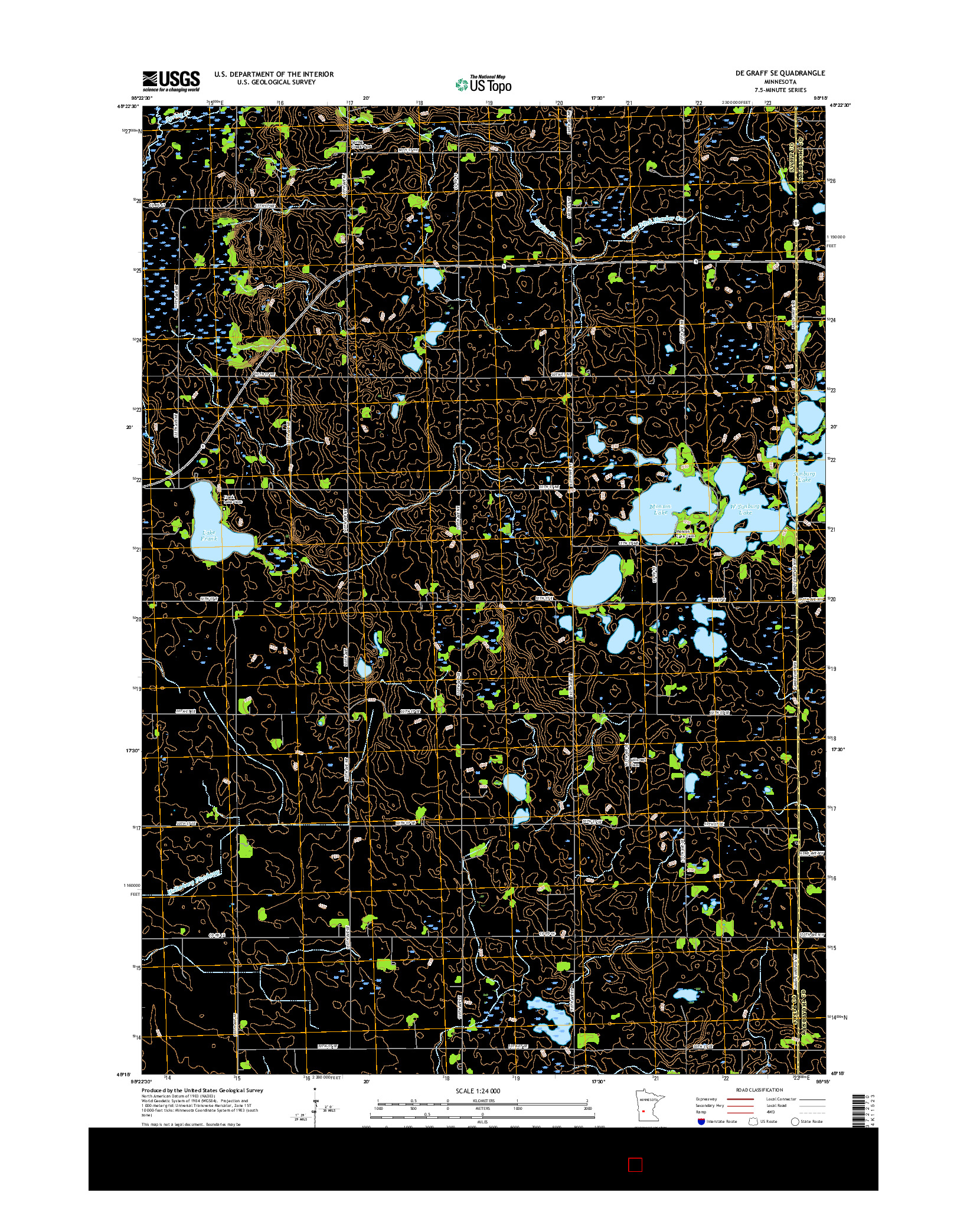 USGS US TOPO 7.5-MINUTE MAP FOR DE GRAFF SE, MN 2016