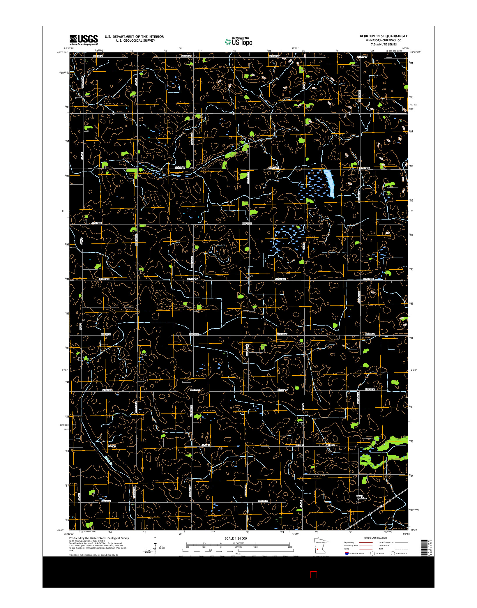 USGS US TOPO 7.5-MINUTE MAP FOR KERKHOVEN SE, MN 2016