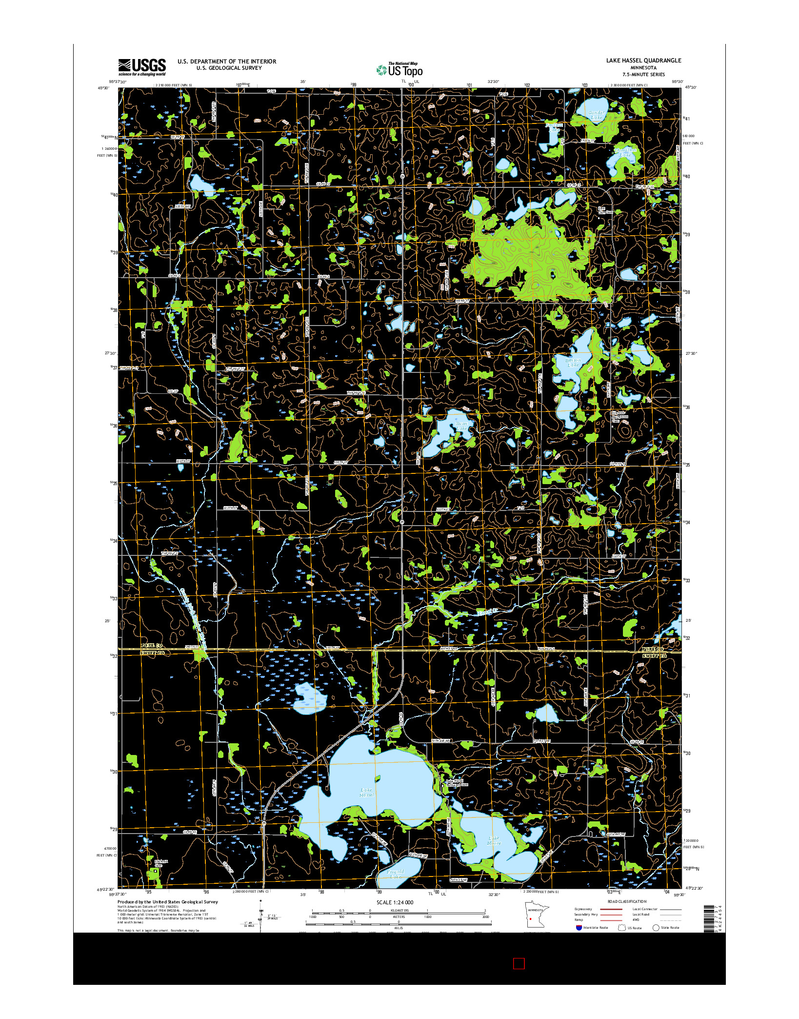 USGS US TOPO 7.5-MINUTE MAP FOR LAKE HASSEL, MN 2016
