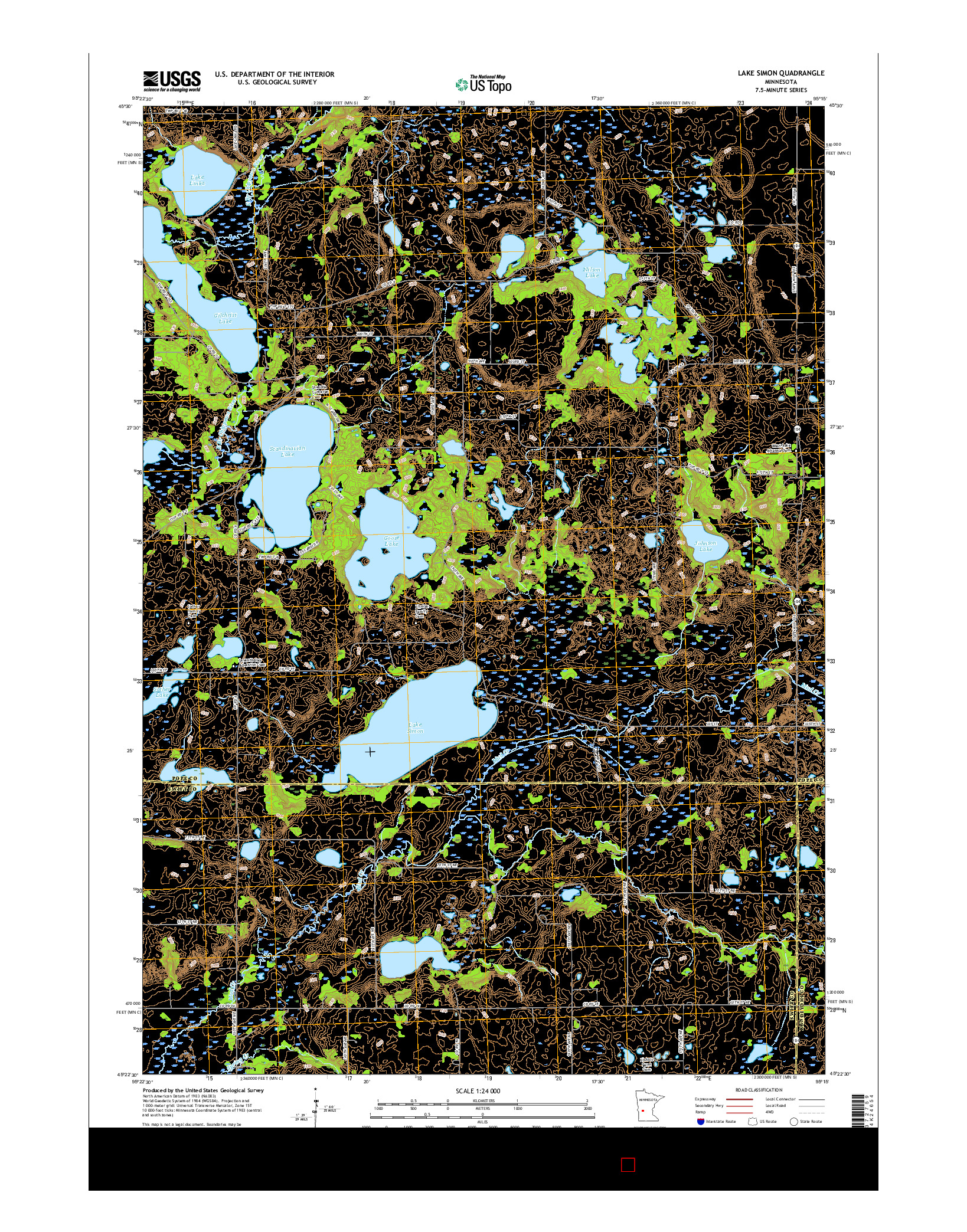 USGS US TOPO 7.5-MINUTE MAP FOR LAKE SIMON, MN 2016