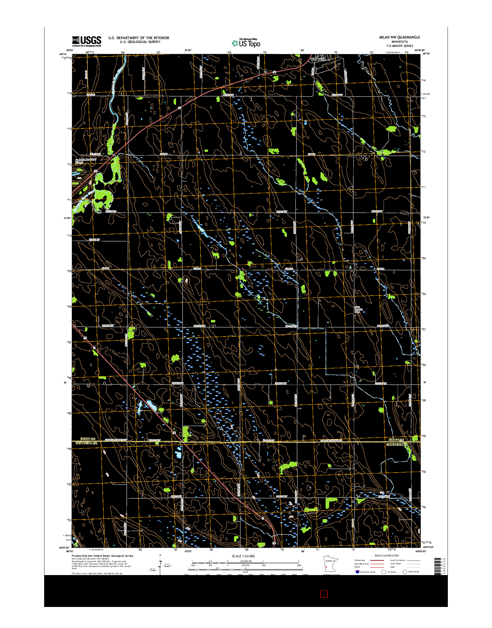 USGS US TOPO 7.5-MINUTE MAP FOR MILAN NW, MN 2016