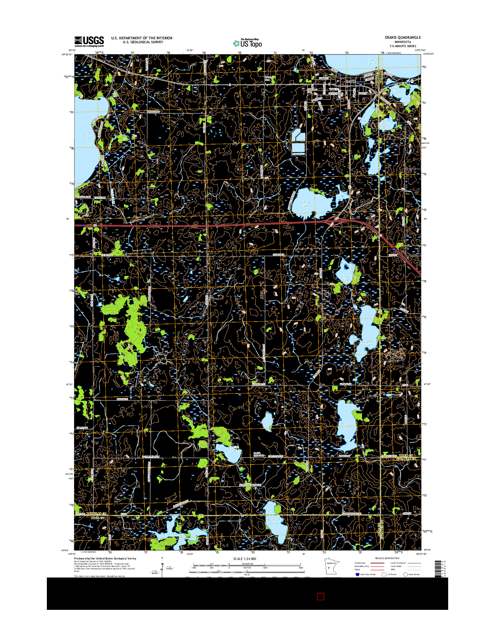 USGS US TOPO 7.5-MINUTE MAP FOR OSAKIS, MN 2016